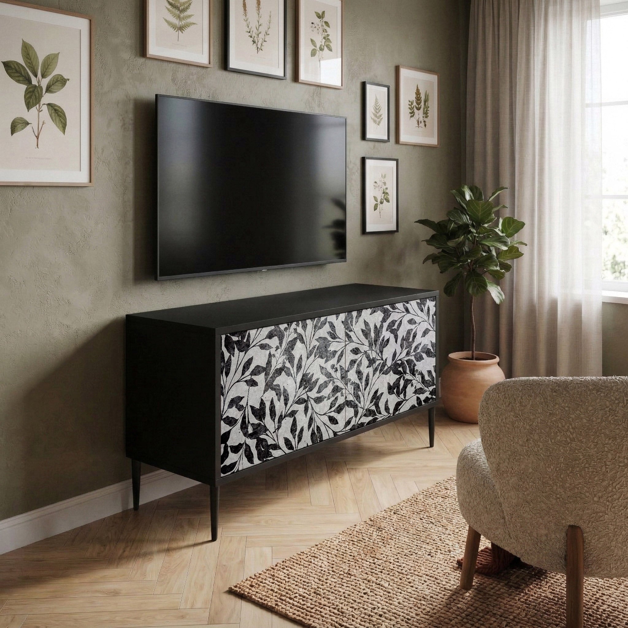 CHARCOAL SPROUT Kompaktowa szafka RTV 2-drzwiowa