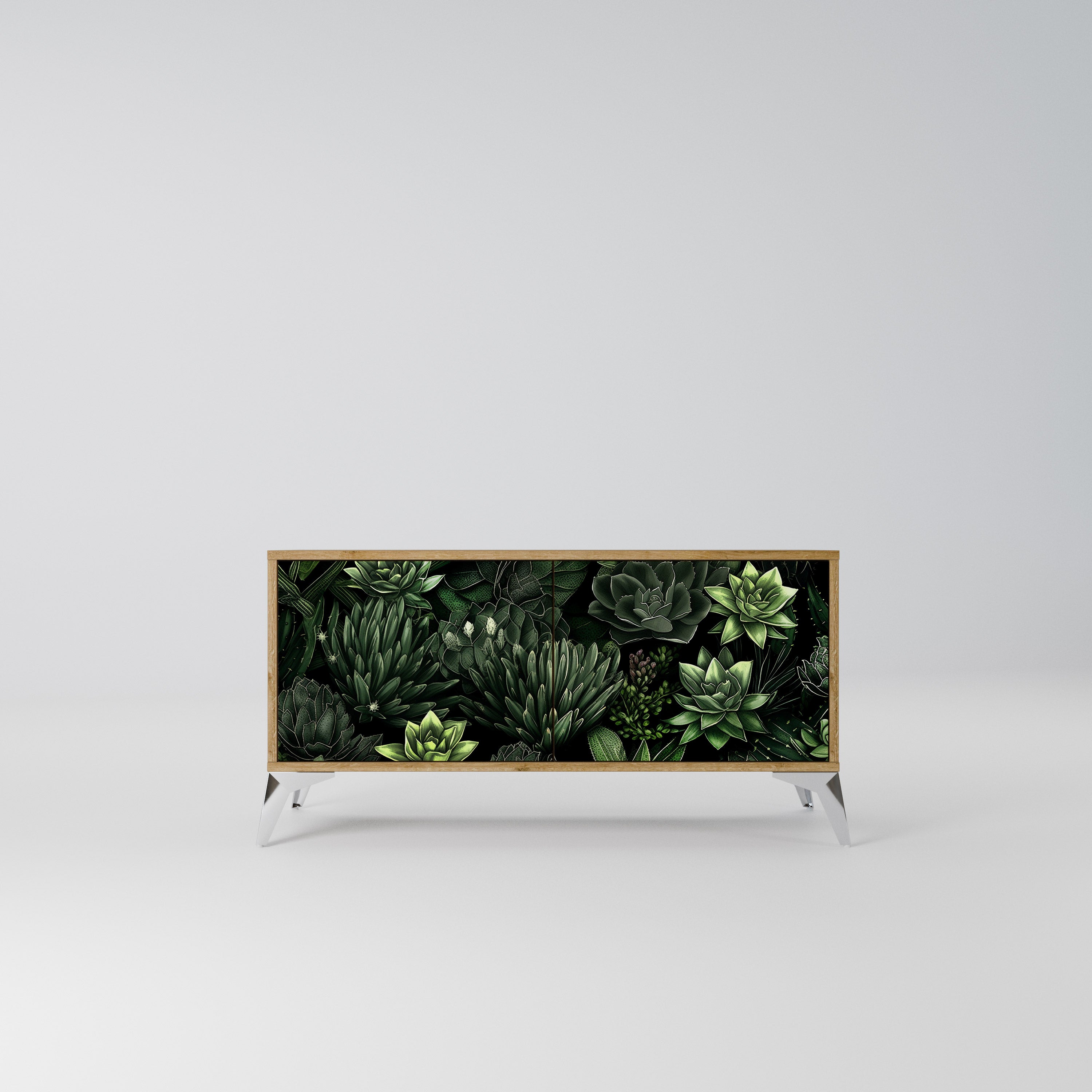 SUCCULENT JUNGLE Kompaktowa szafka RTV 2-drzwiowa