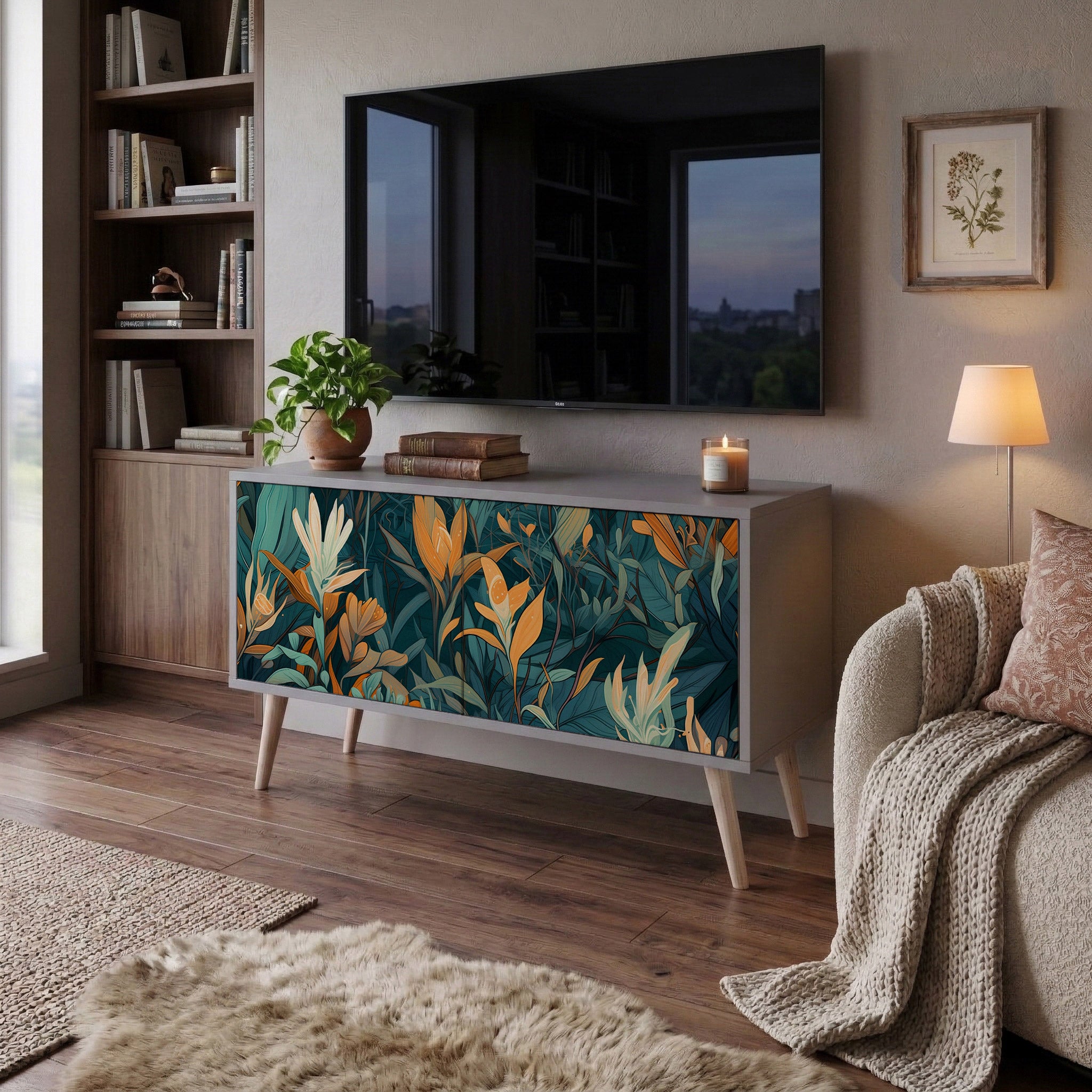 FLORAL SERENITY Kompaktowa szafka RTV 2-drzwiowa