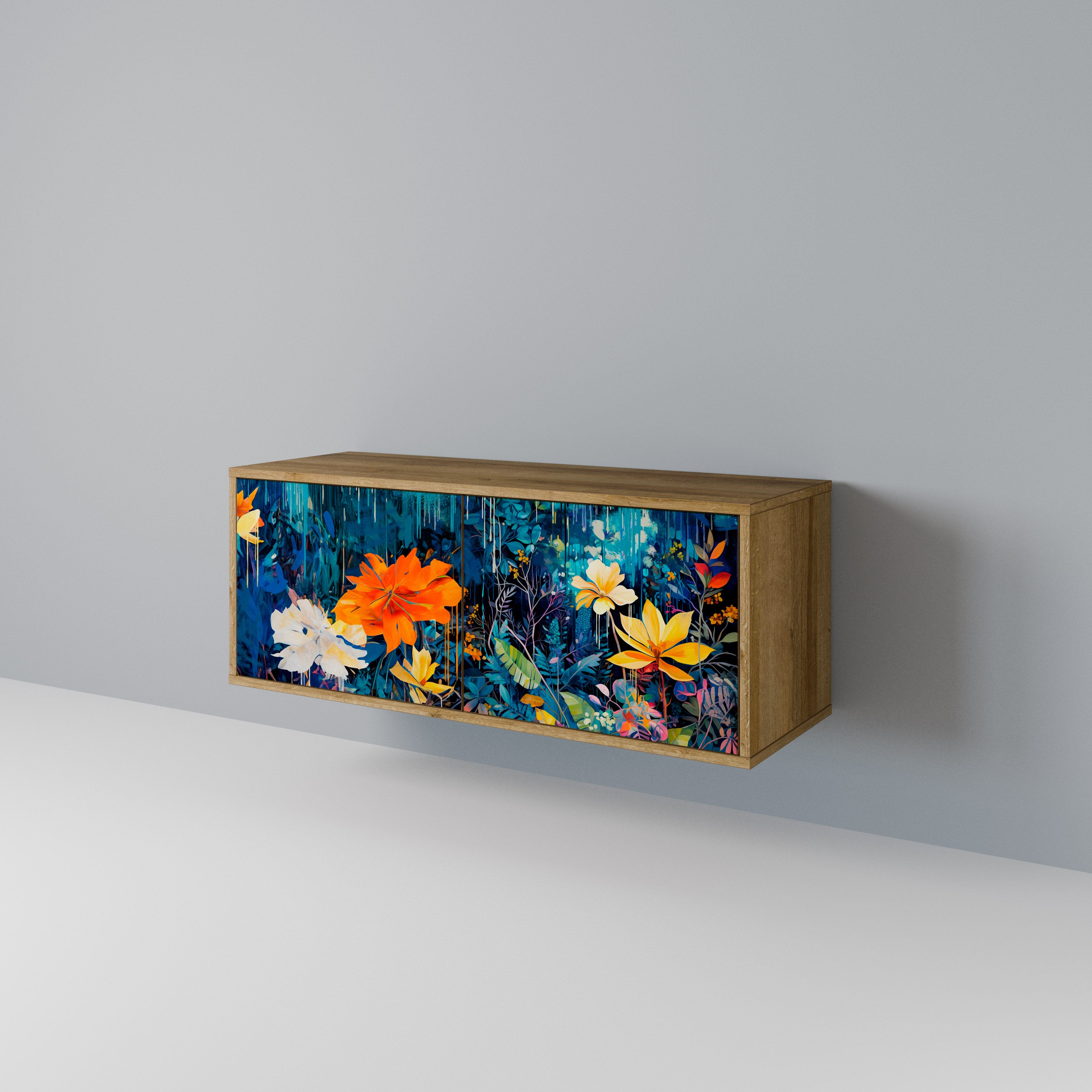 MIDNIGHT BLOSSOM Kompaktowa szafka RTV 2-drzwiowa