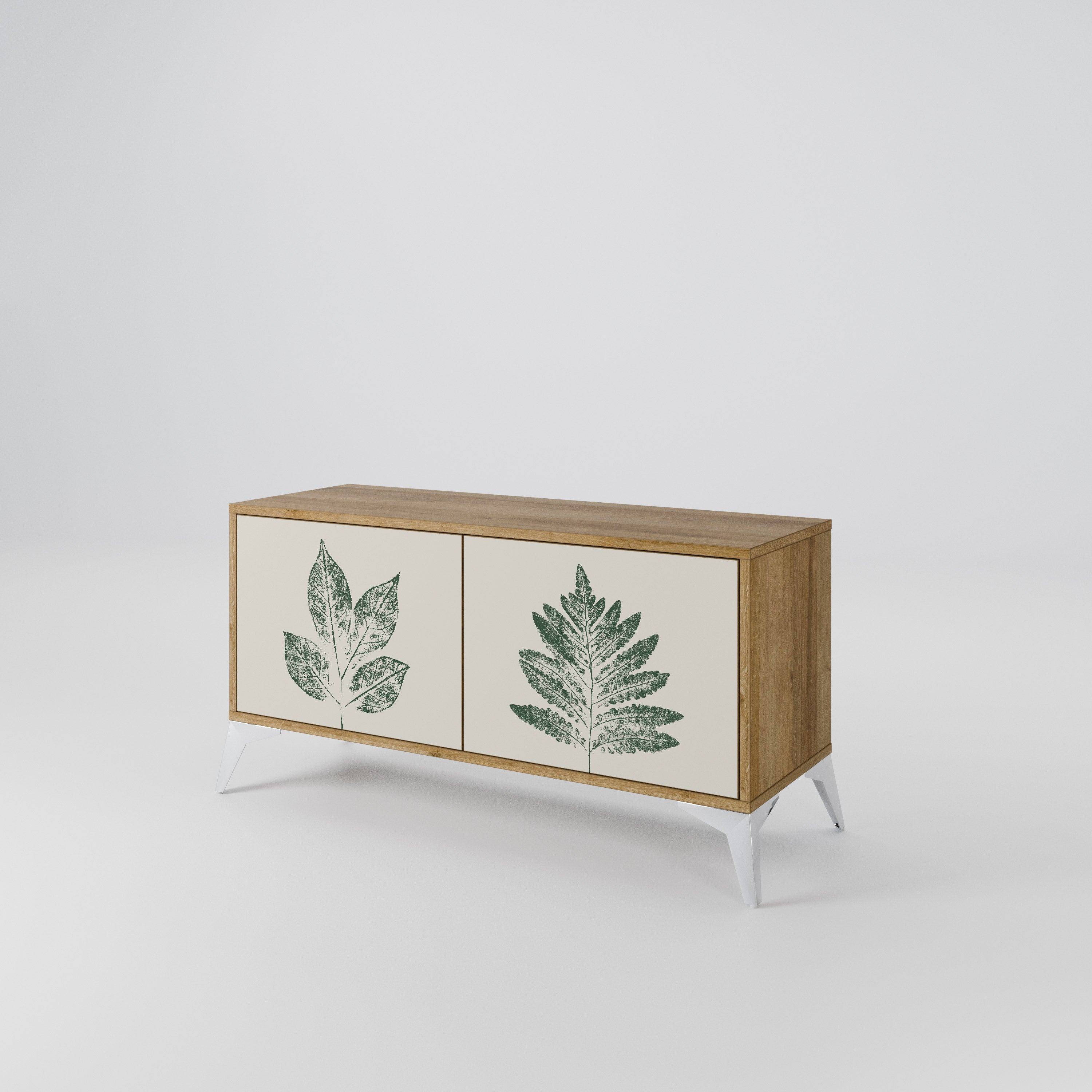 GREEN LEAFY STAMPS Kompaktowa szafka RTV 2-drzwiowa