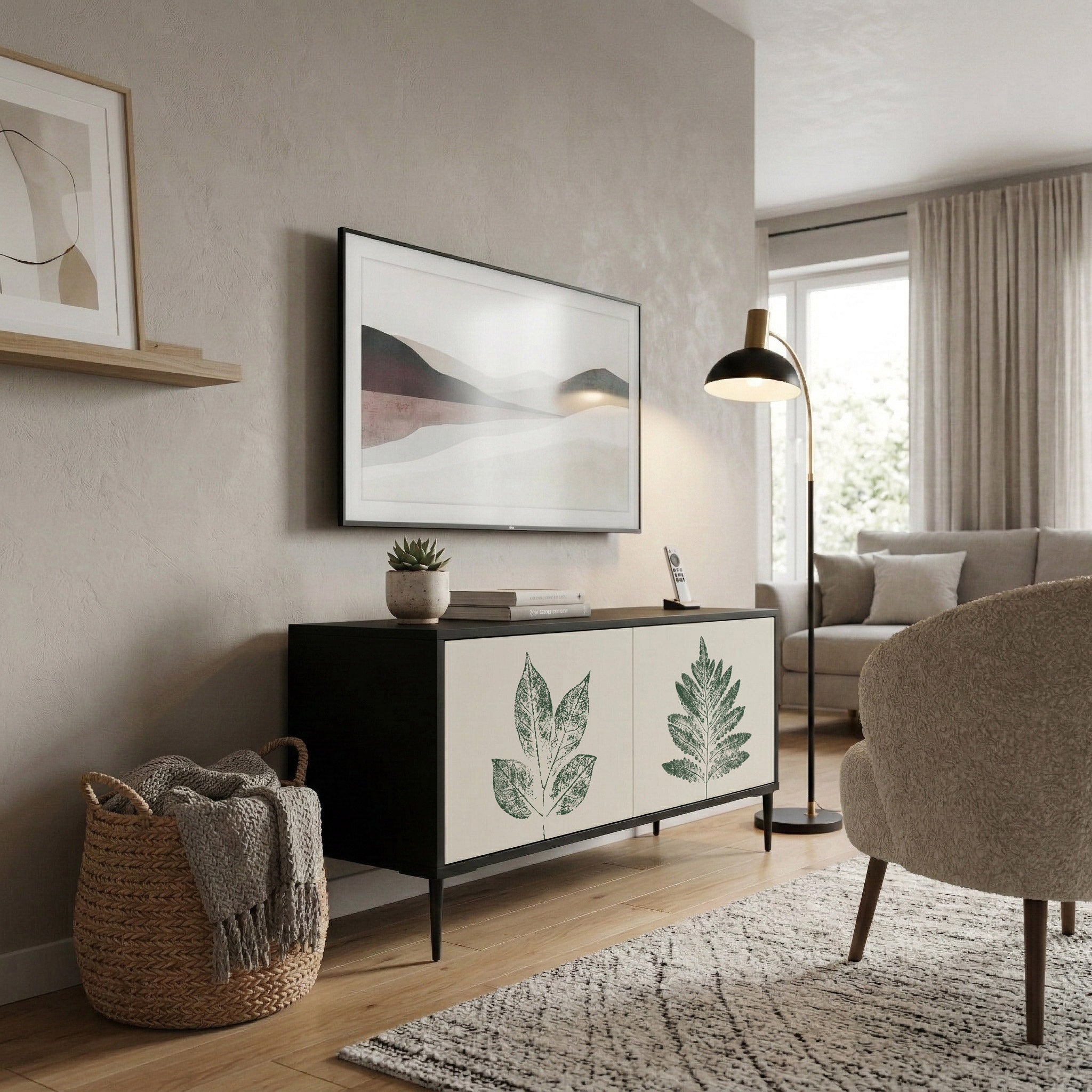 GREEN LEAFY STAMPS Kompaktowa szafka RTV 2-drzwiowa