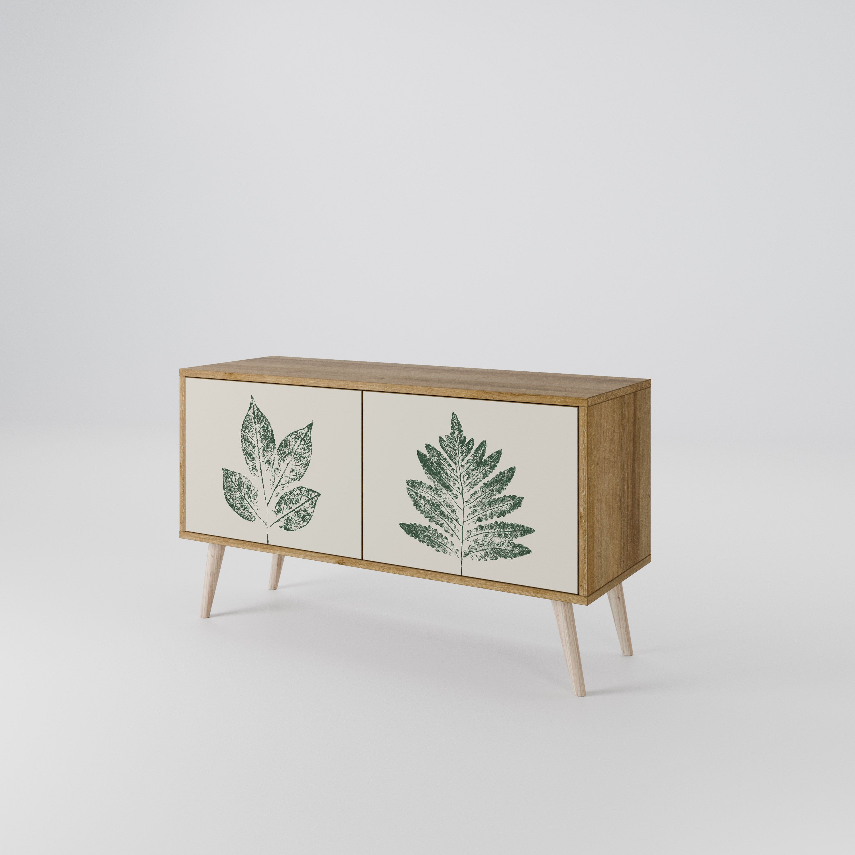 GREEN LEAFY STAMPS Kompaktowa szafka RTV 2-drzwiowa