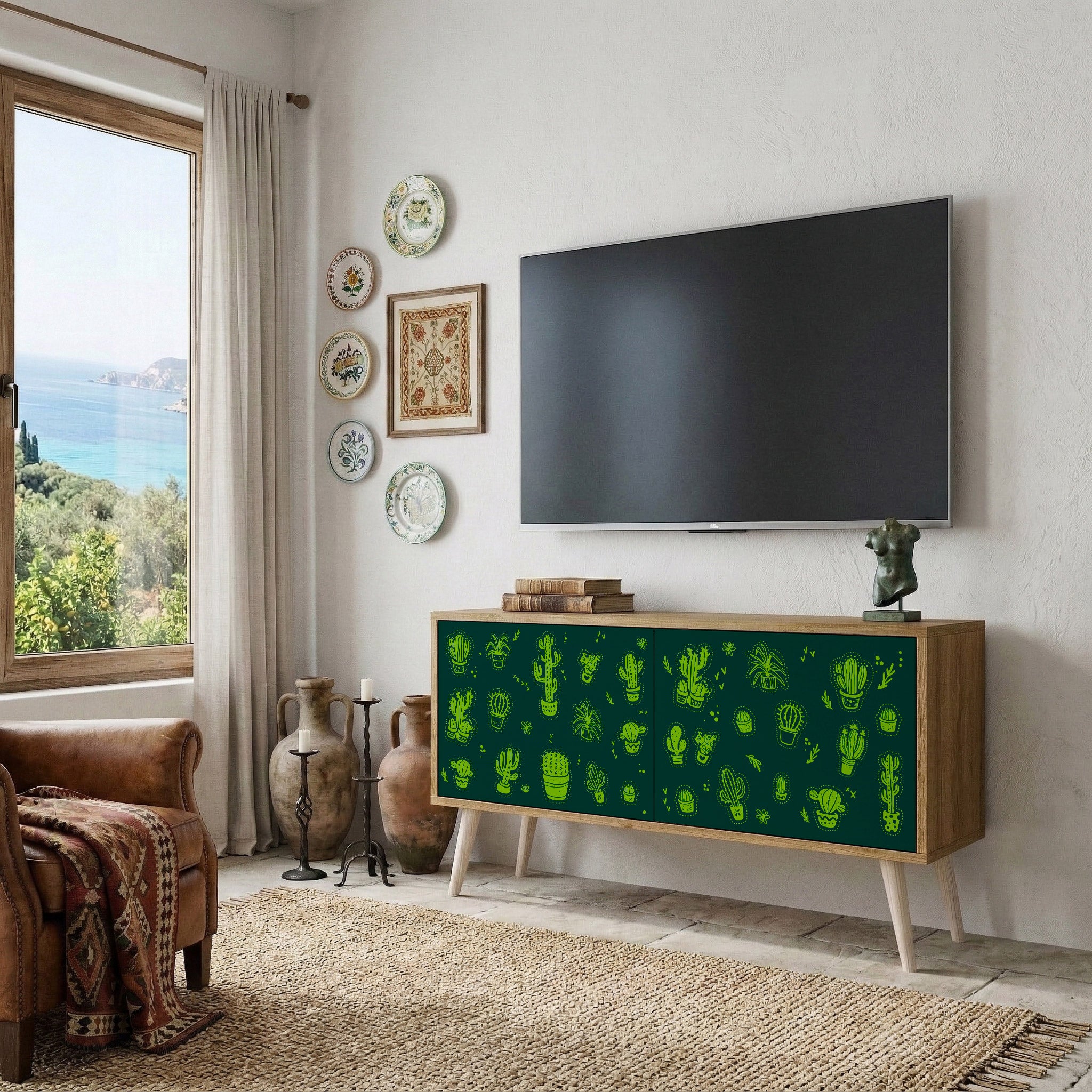 DESERT GREEN Kompaktowa szafka RTV 2-drzwiowa