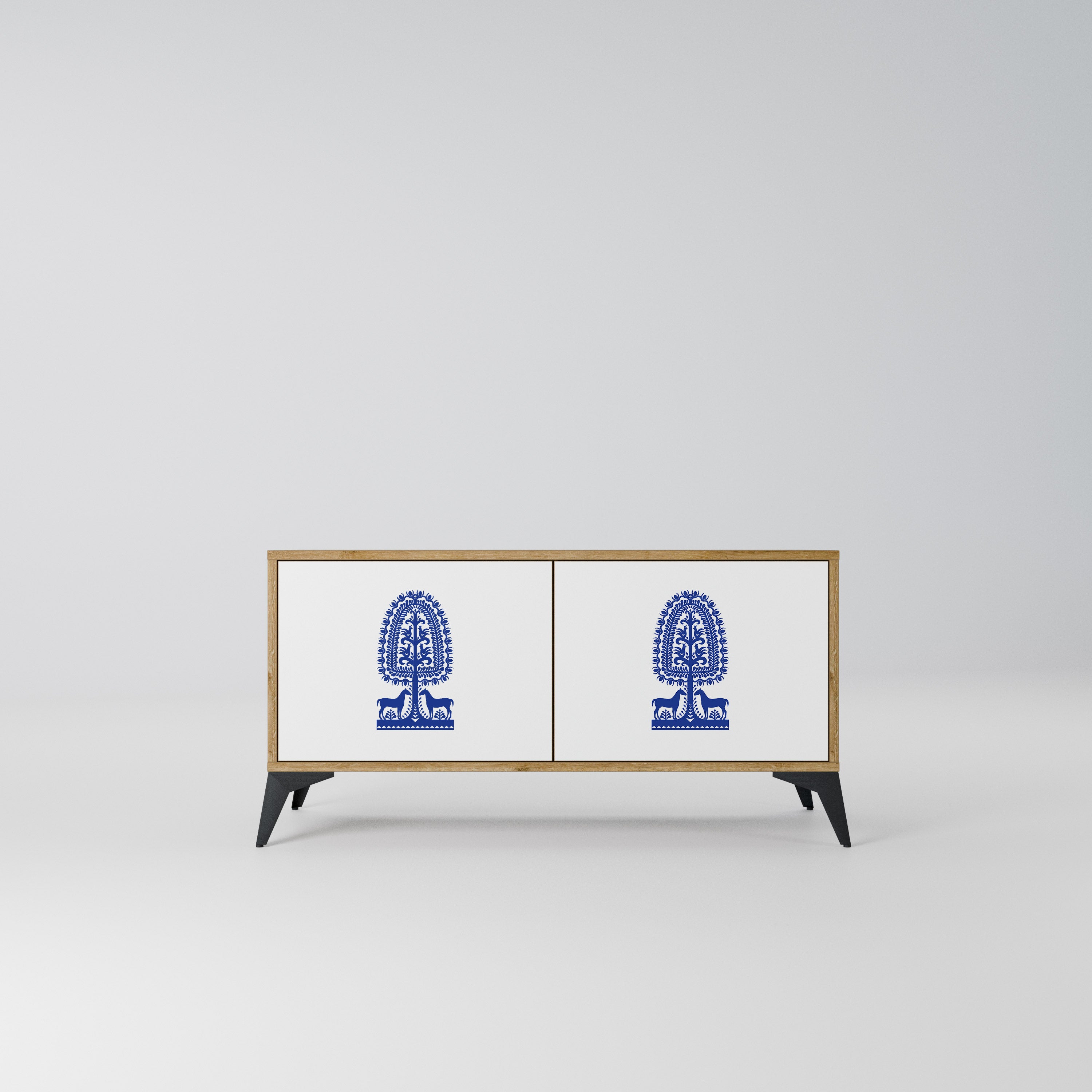 POLISH FOLK ART Kompaktowa szafka RTV 2-drzwiowa