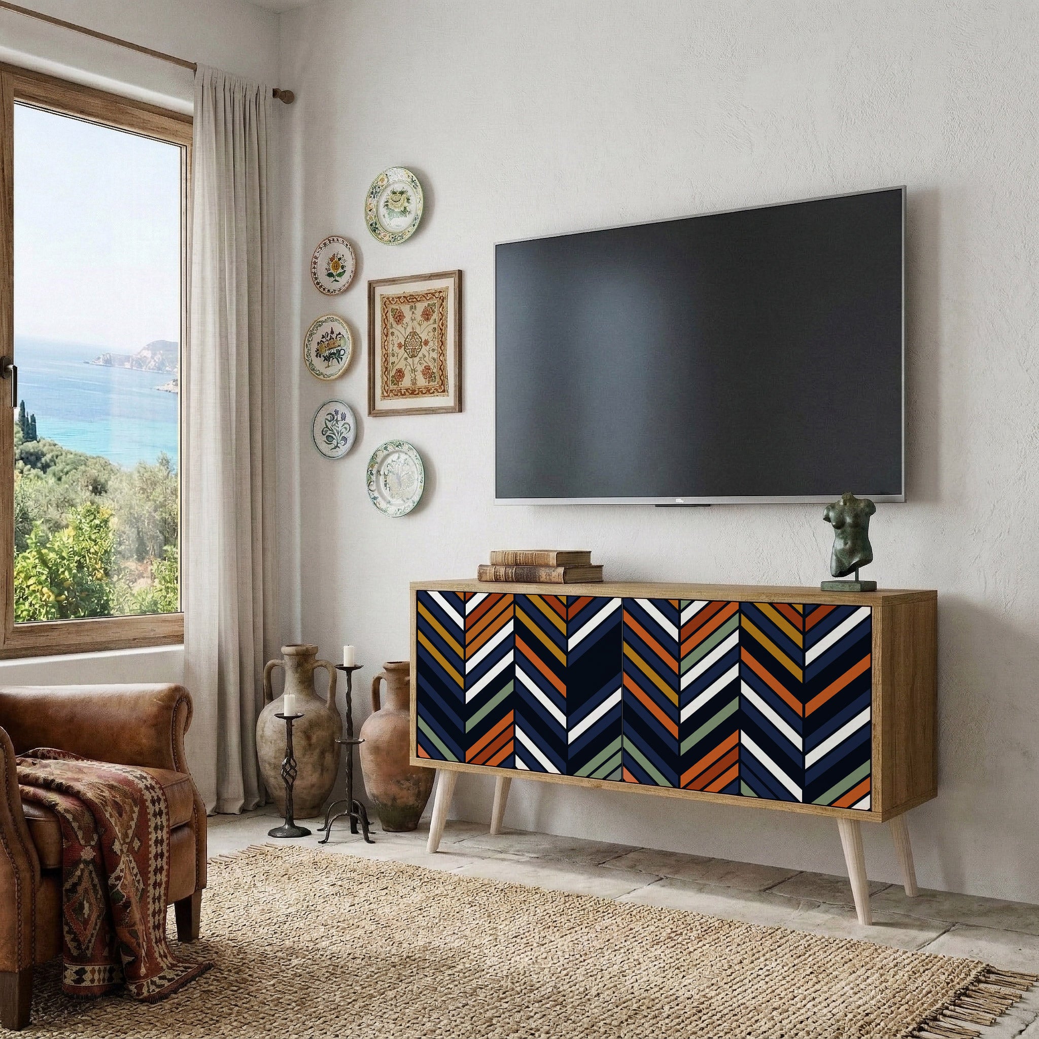 VIBRANT PATCHWORK Kompaktowa szafka RTV 2-drzwiowa