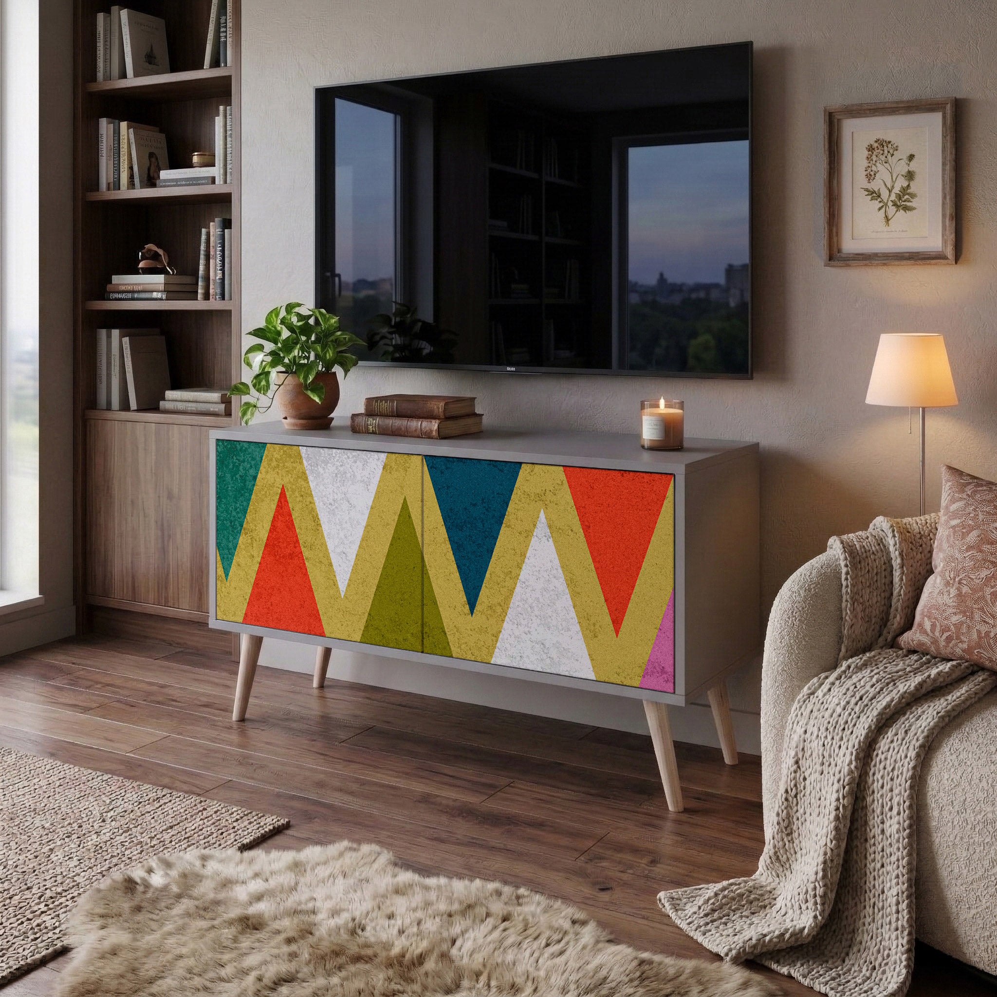 COLORFUL TRIANGLES Kompaktowa szafka RTV 2-drzwiowa