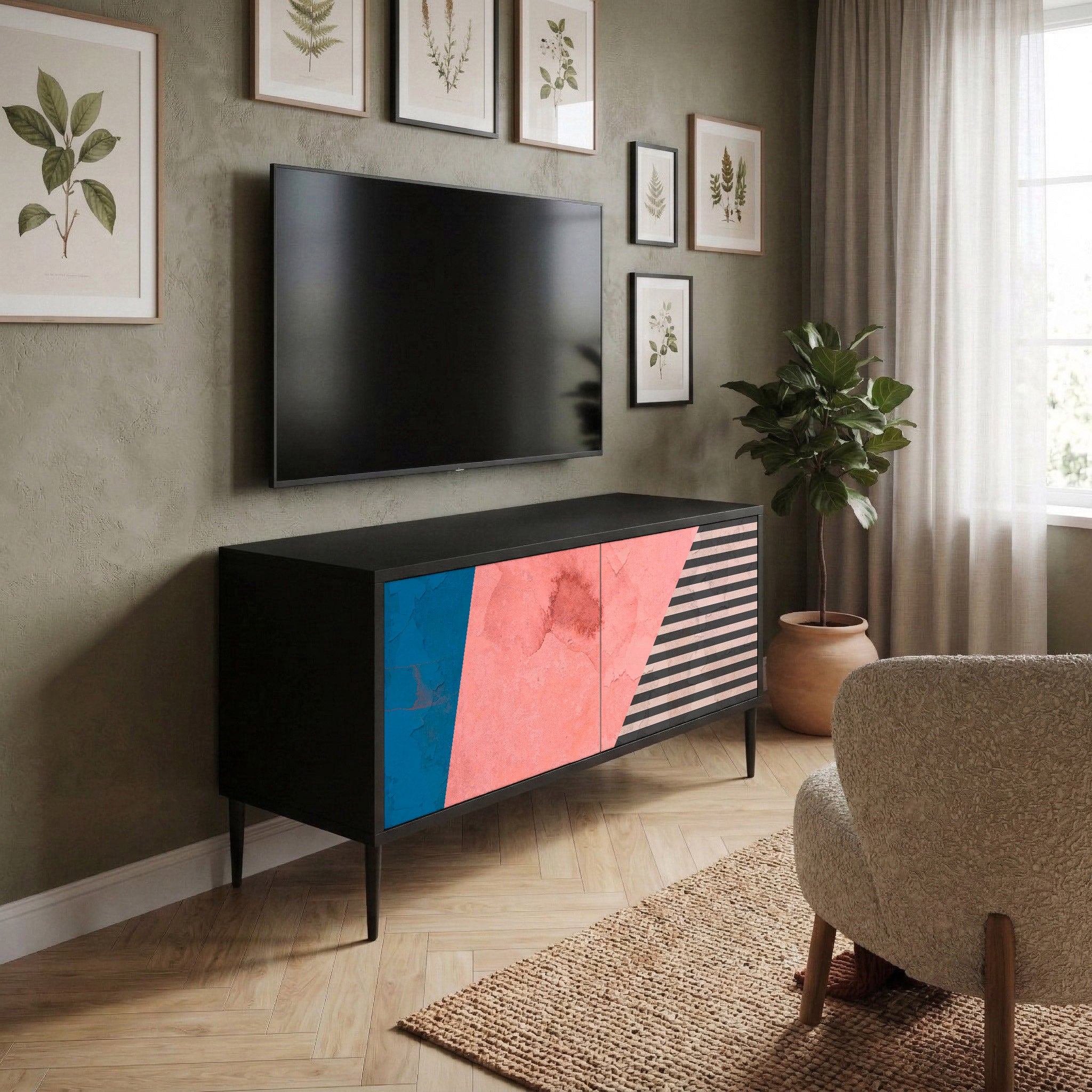 GLAMOROUS STRIPE Kompaktowa szafka RTV 2-drzwiowa