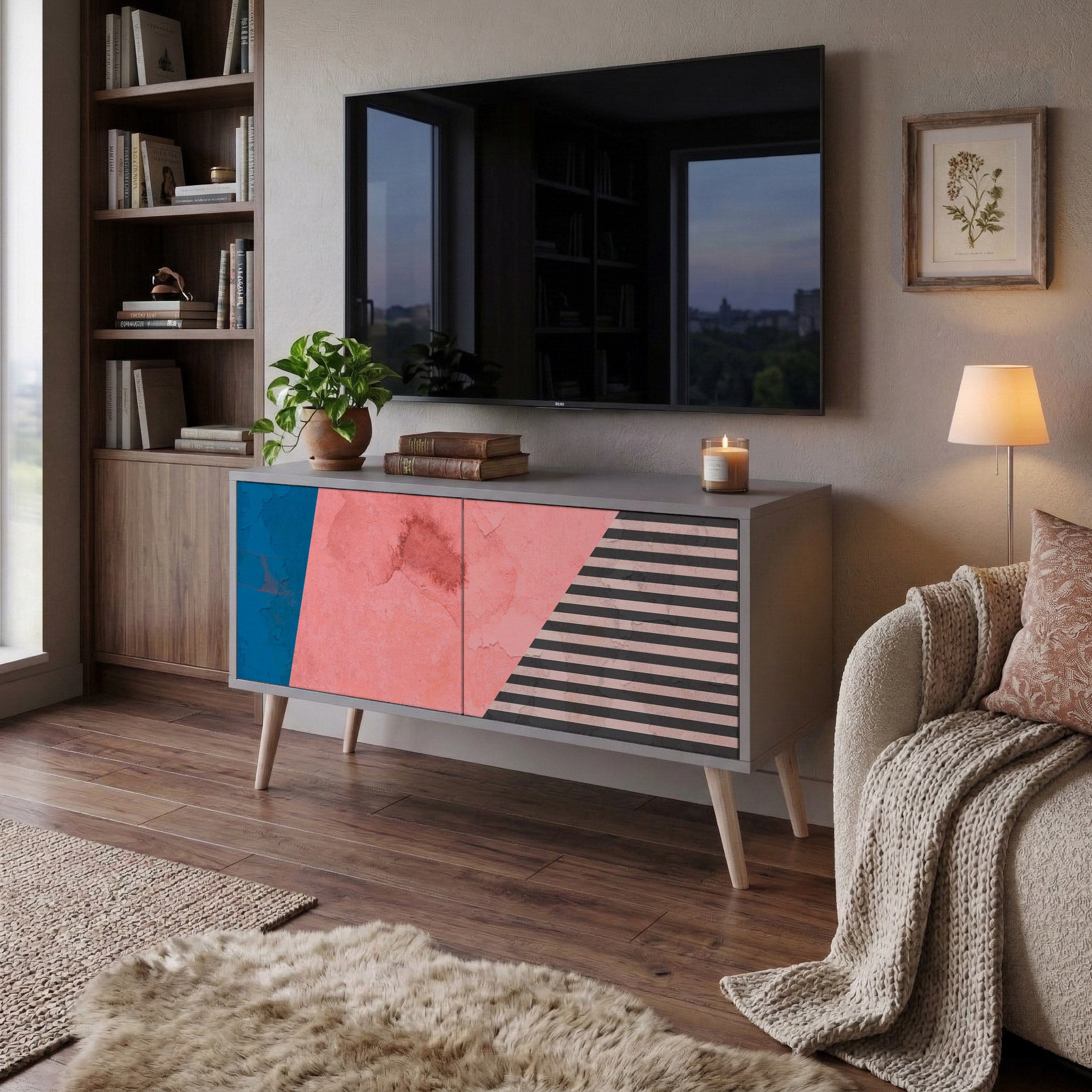 GLAMOROUS STRIPE Kompaktowa szafka RTV 2-drzwiowa
