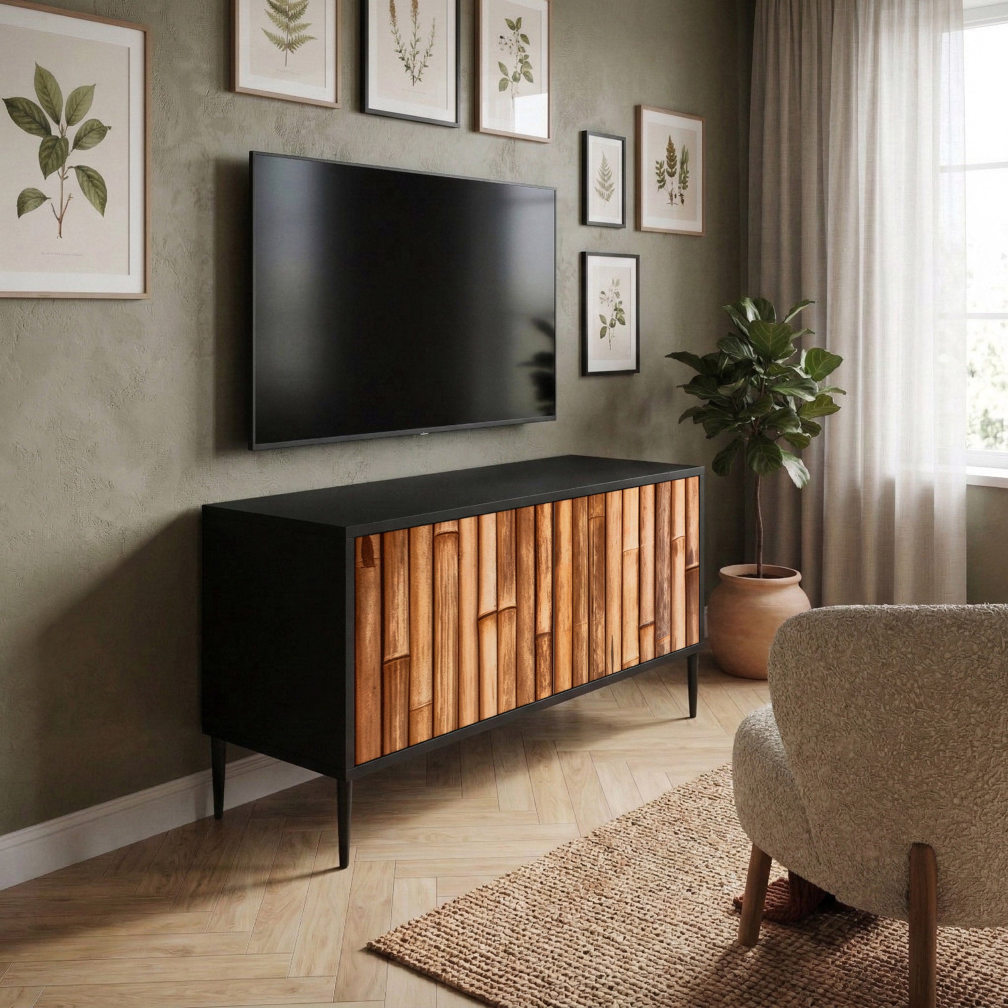 NATURAL WOOD Kompaktowa szafka RTV 2-drzwiowa