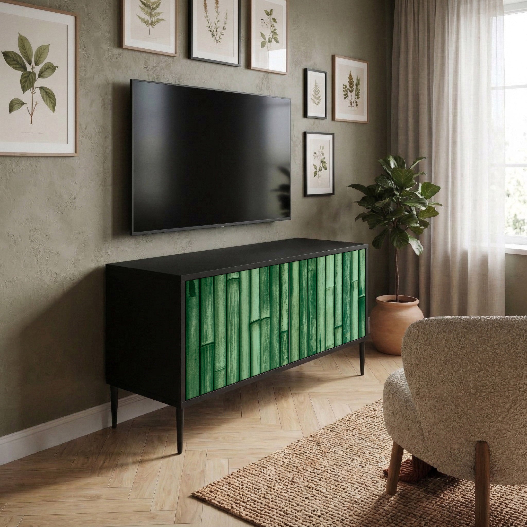 NATURAL GREEN Kompaktowa szafka RTV 2-drzwiowa