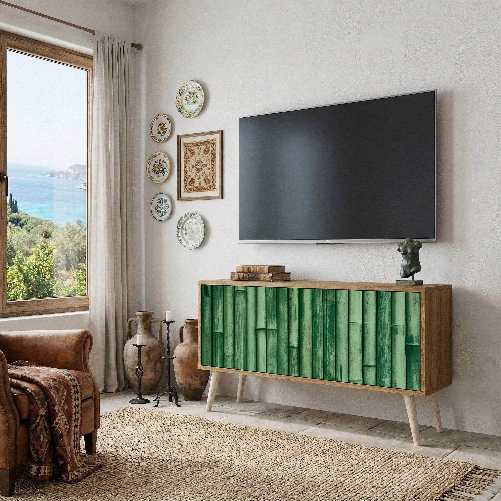 NATURAL GREEN Kompaktowa szafka RTV 2-drzwiowa