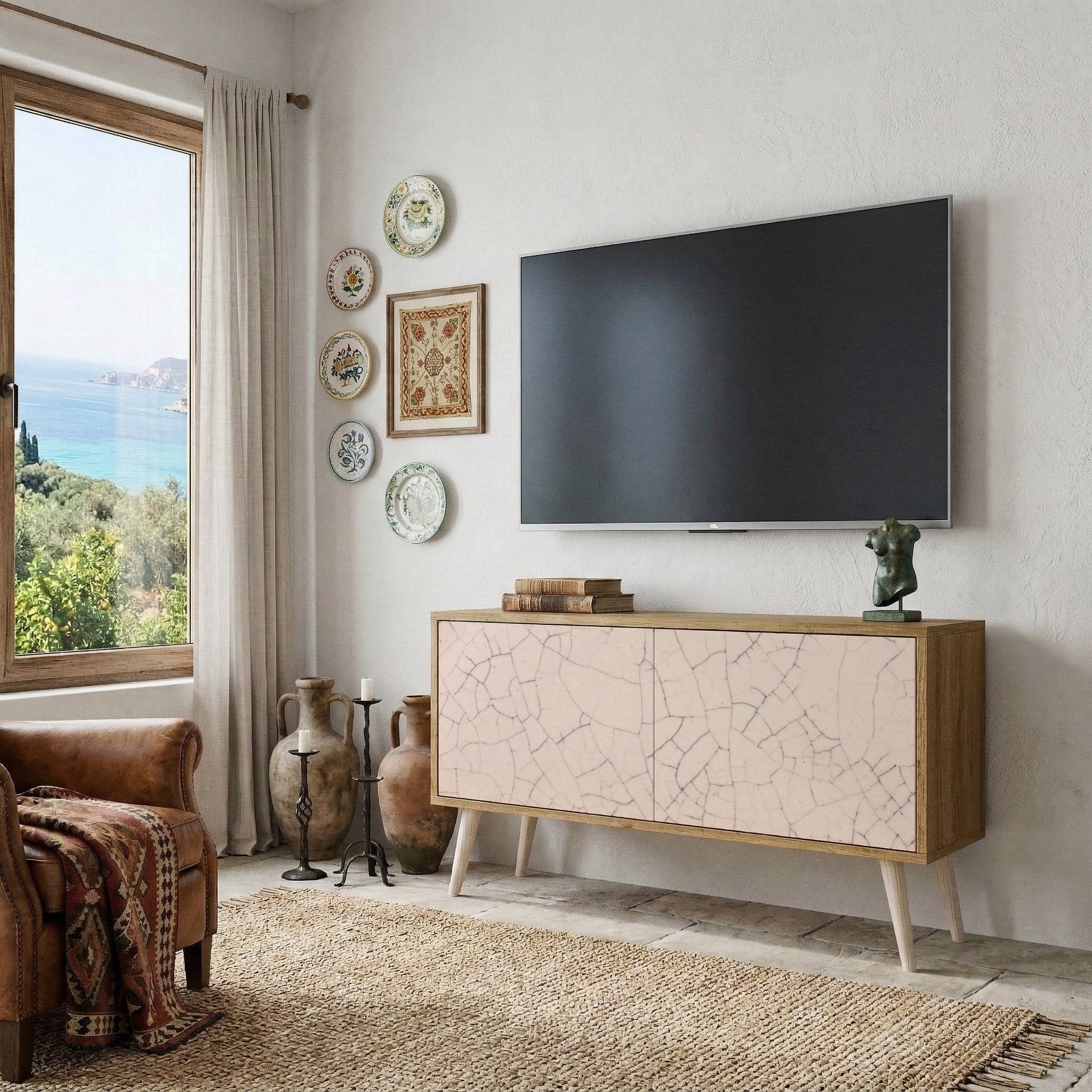 CERAMIC TEXTURE Kompaktowa szafka RTV 2-drzwiowa