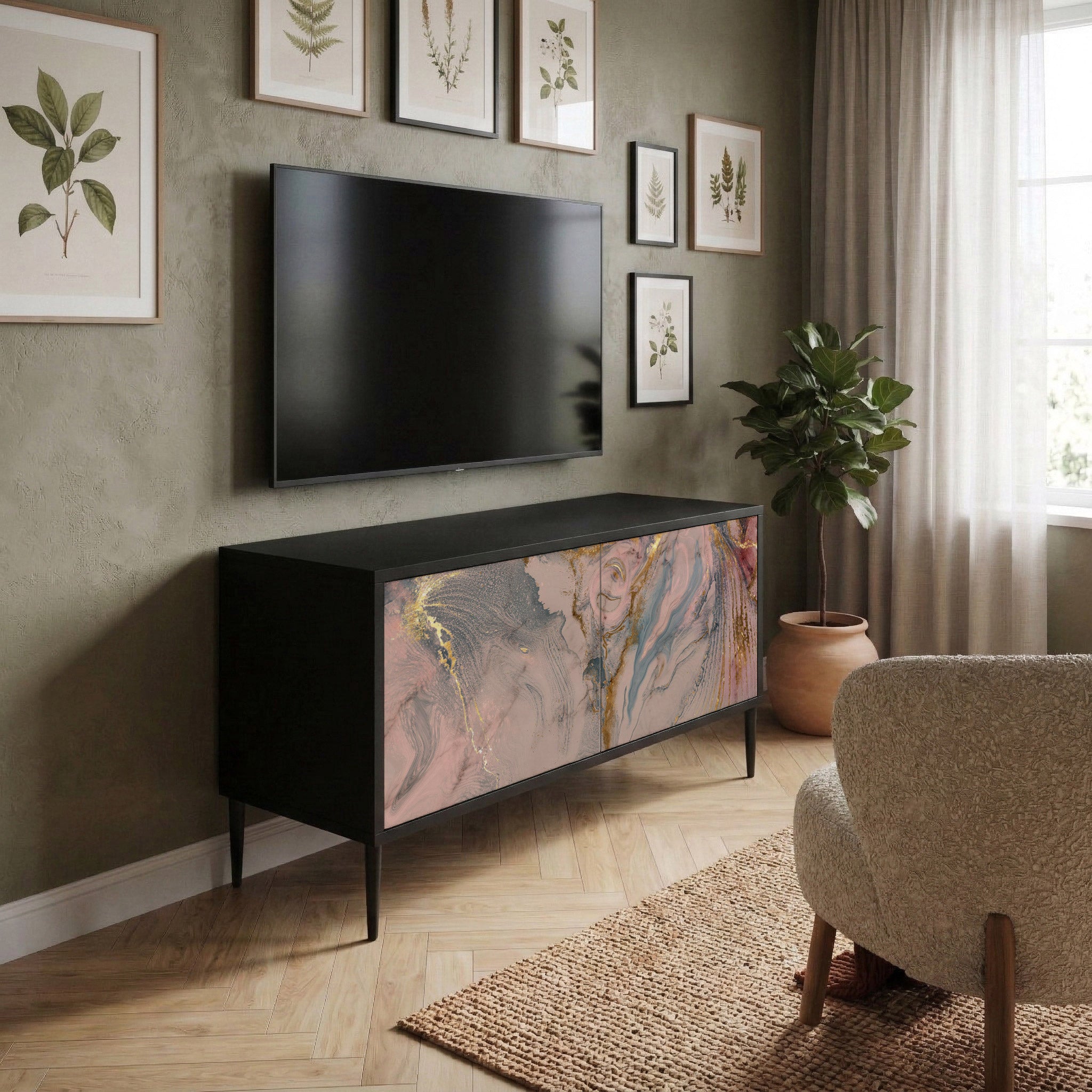 GILDED SWIRLS Kompaktowa szafka RTV 2-drzwiowa