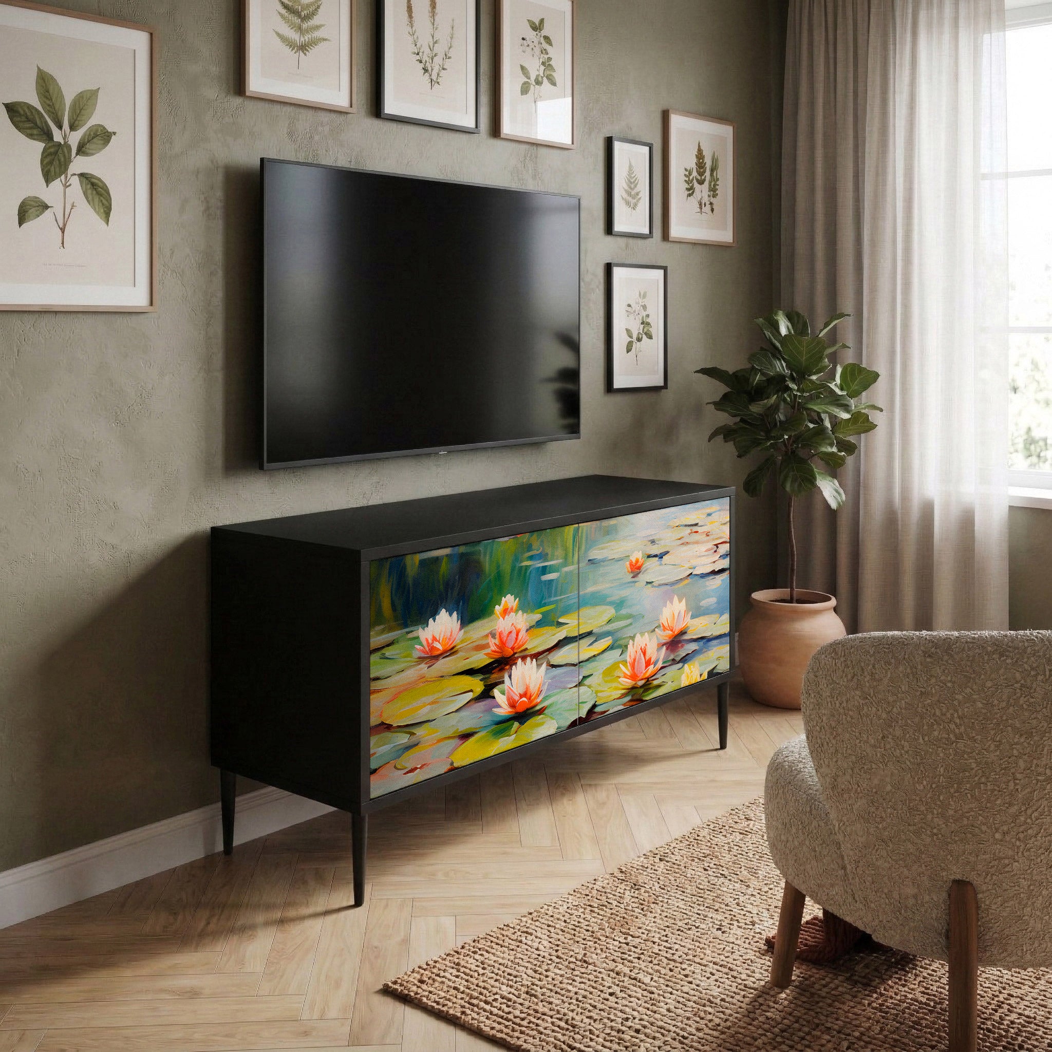 BLOOMING WATERS Kompaktowa szafka RTV 2-drzwiowa