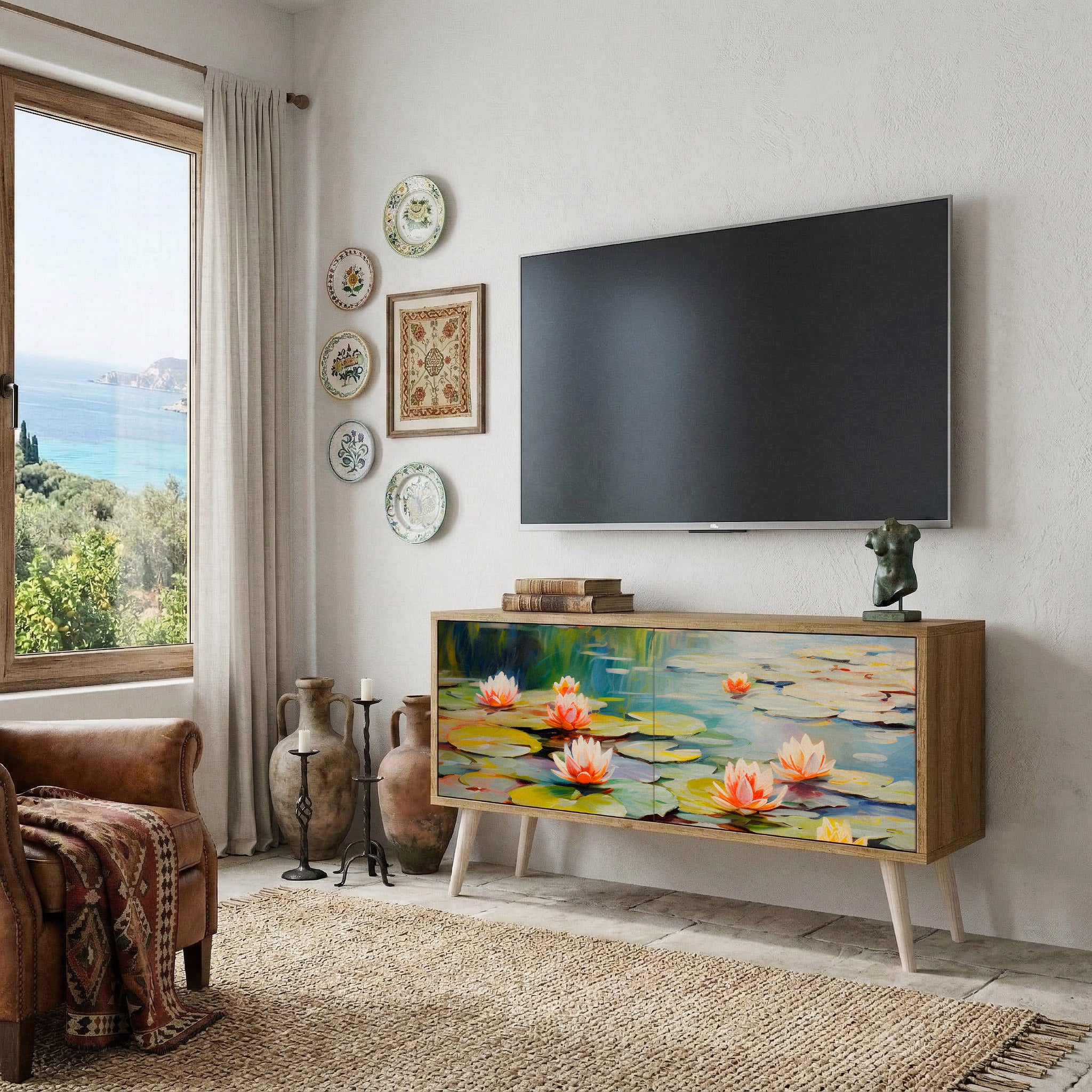 BLOOMING WATERS Kompaktowa szafka RTV 2-drzwiowa