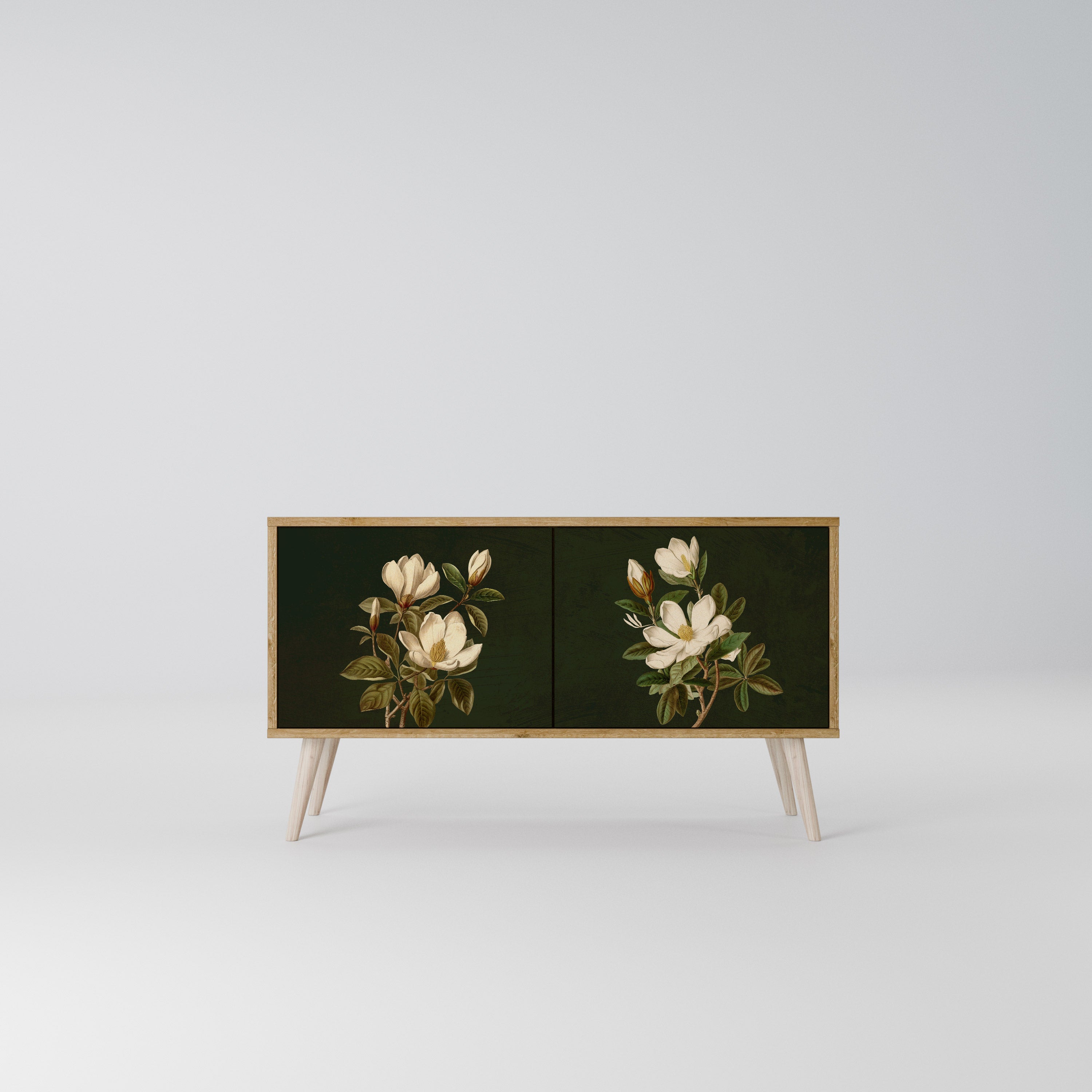 FLORAL NOIR Kompaktowa szafka RTV 2-drzwiowa