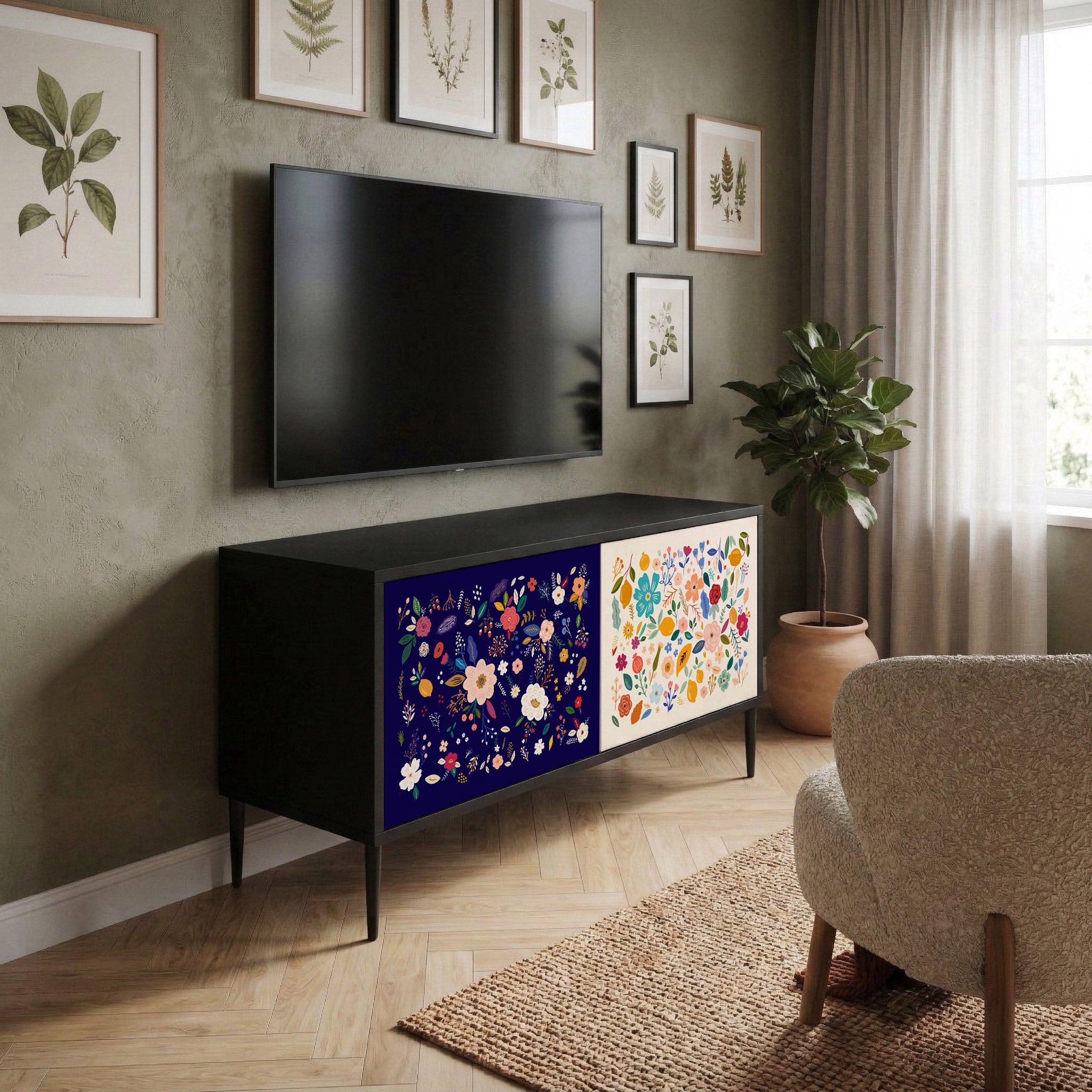 FLORAL COMBINATION Kompaktowa szafka RTV 2-drzwiowa