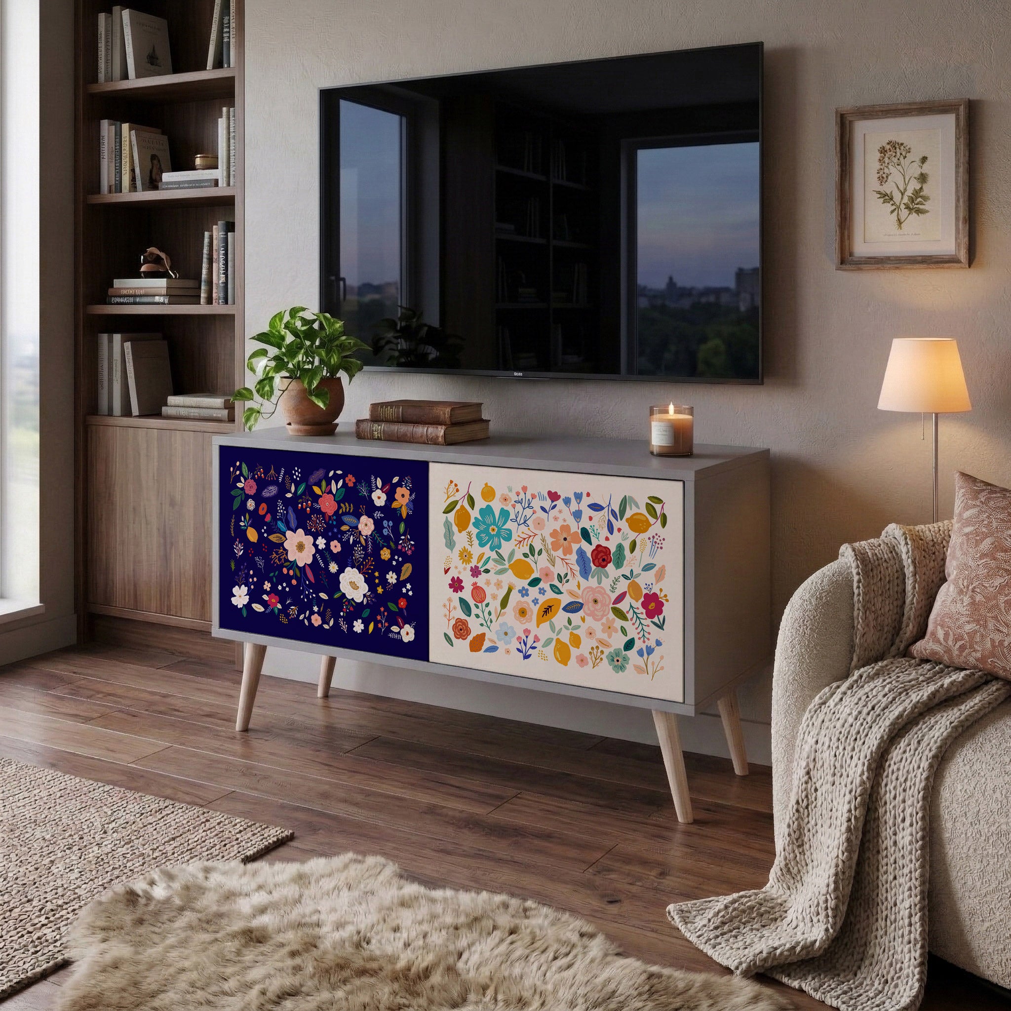 FLORAL COMBINATION Kompaktowa szafka RTV 2-drzwiowa