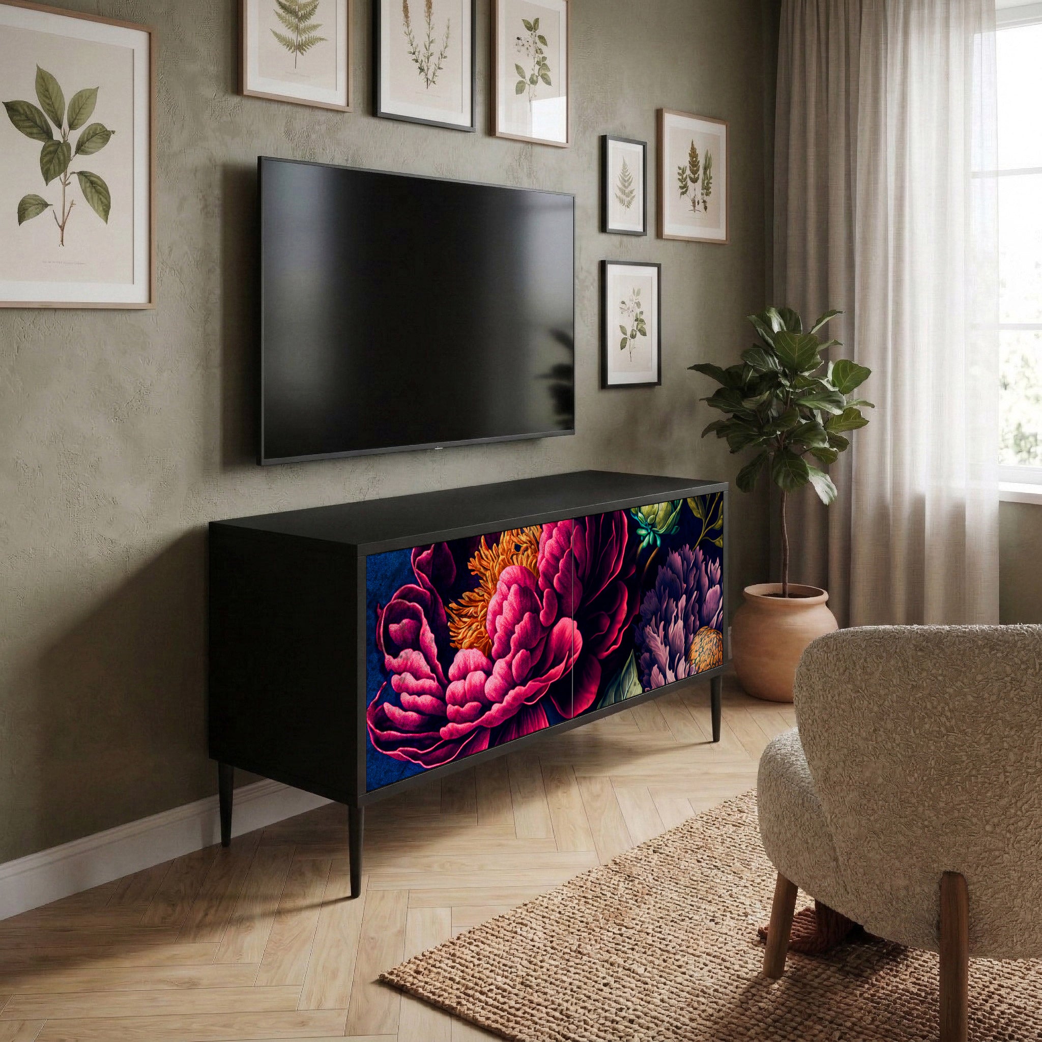 BLOOMING ELEGANCE Kompaktowa szafka RTV 2-drzwiowa