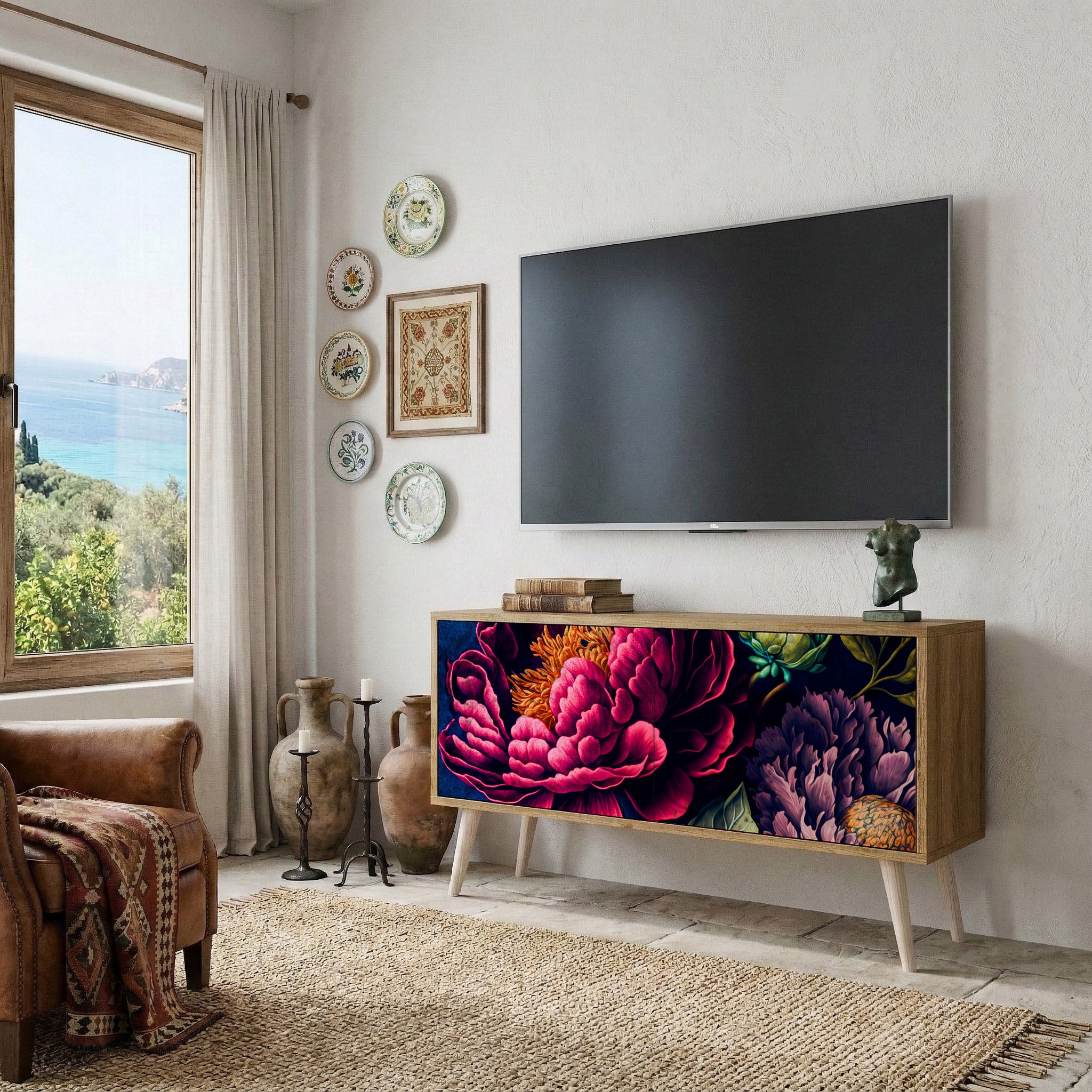 BLOOMING ELEGANCE Kompaktowa szafka RTV 2-drzwiowa