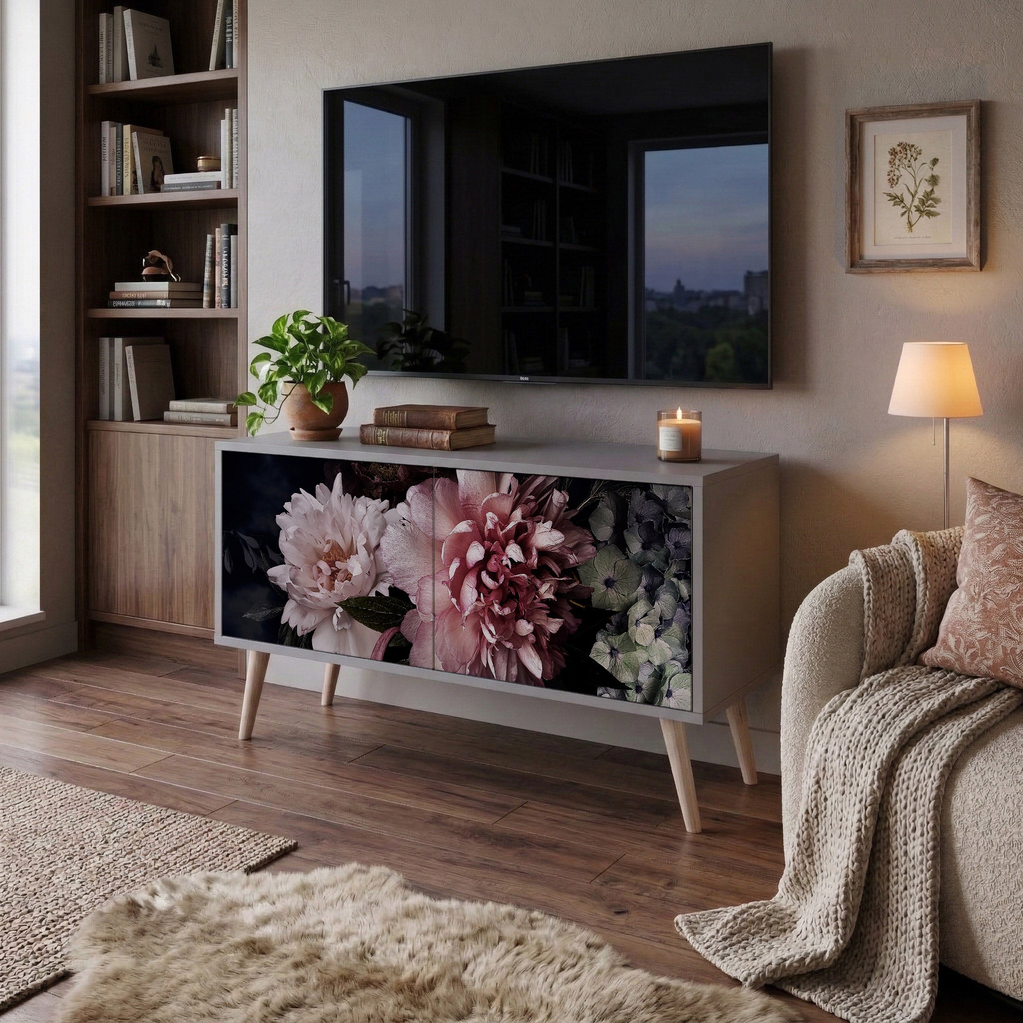 PURE BLOSSOM Kompaktowa szafka RTV 2-drzwiowa