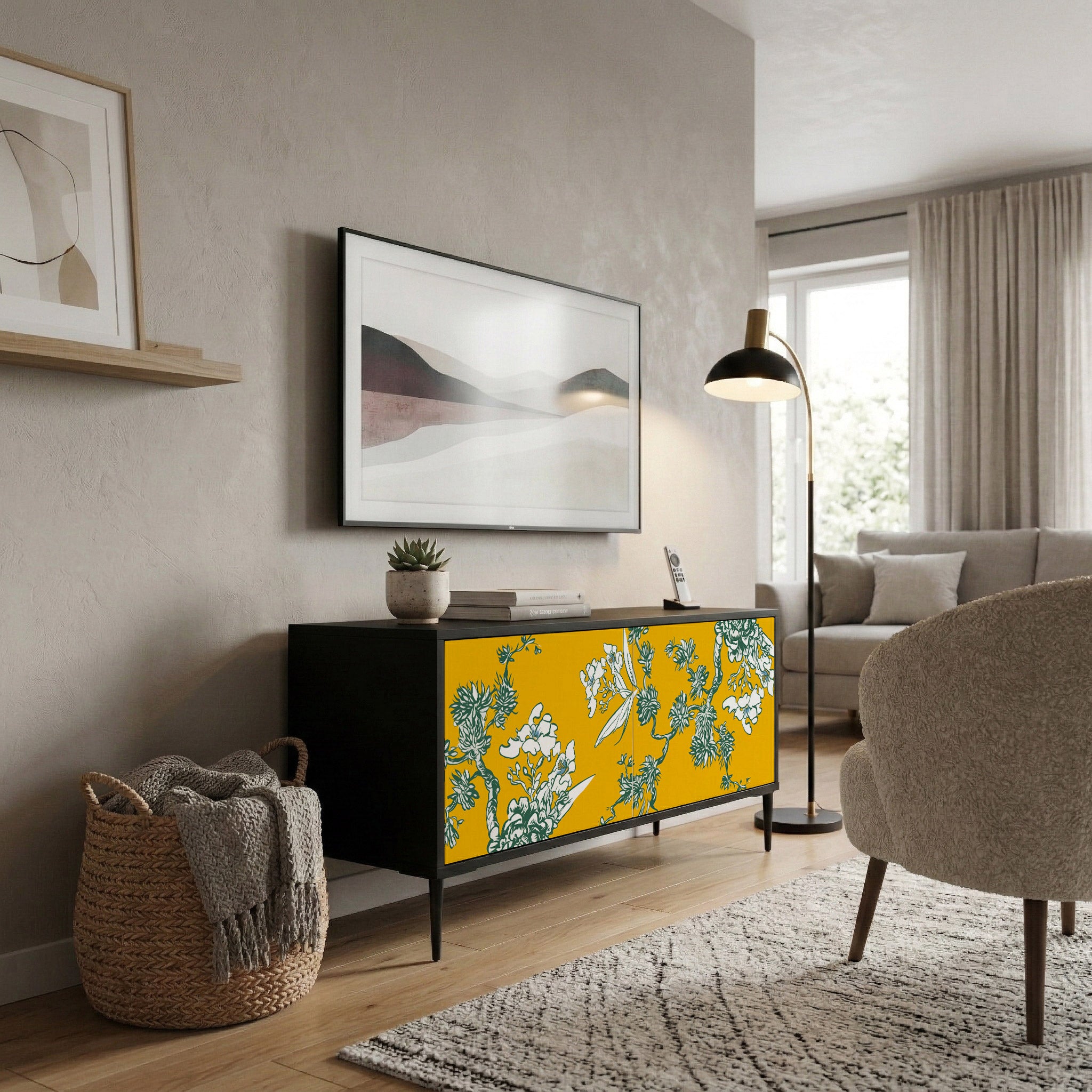 YELLOW CHINOISERIE Kompaktowa szafka RTV 2-drzwiowa