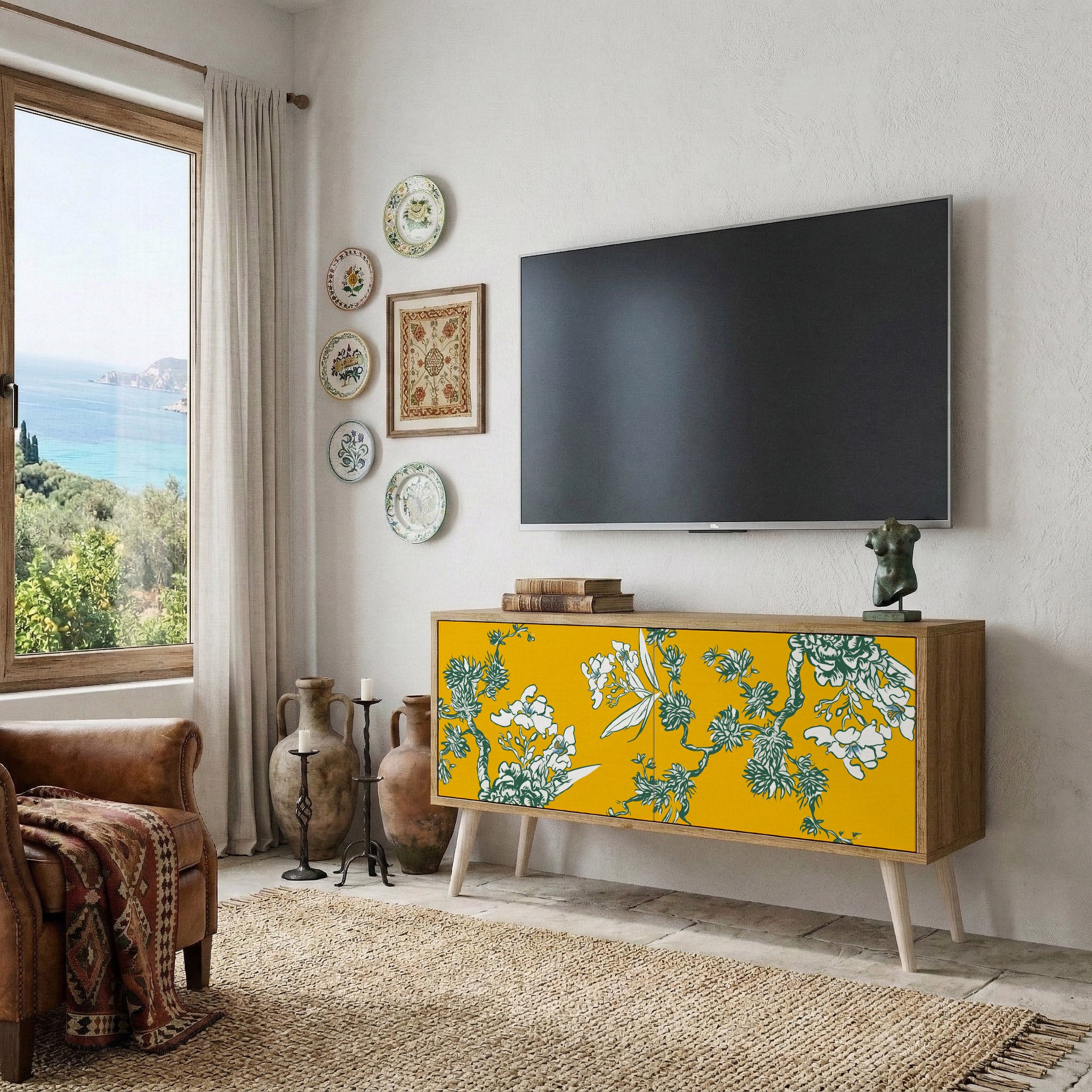 YELLOW CHINOISERIE Kompaktowa szafka RTV 2-drzwiowa
