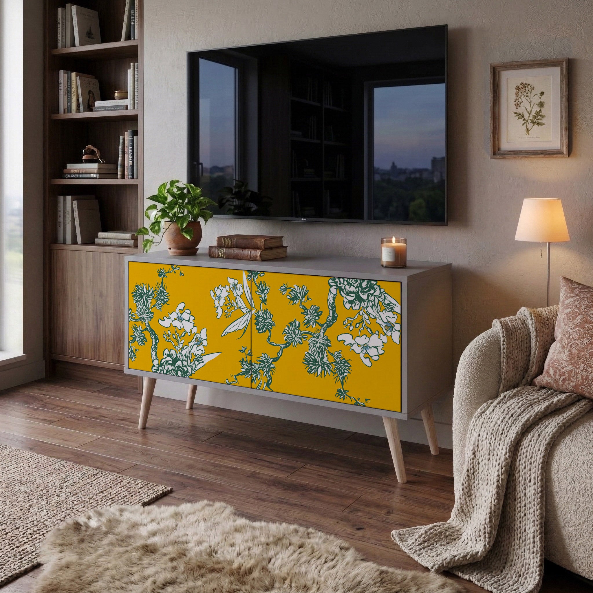 YELLOW CHINOISERIE Kompaktowa szafka RTV 2-drzwiowa