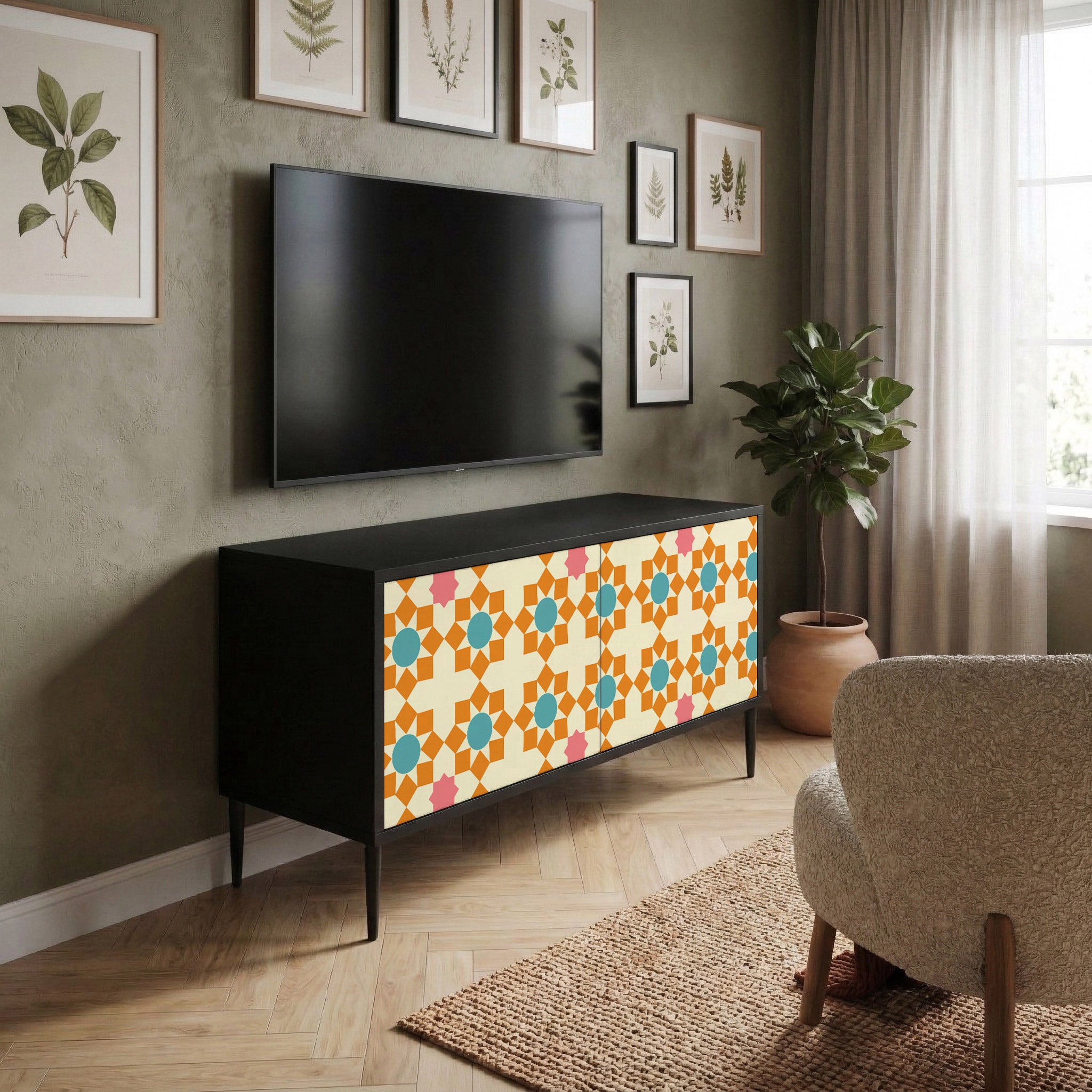 FLORAL DECOR Kompaktowa szafka RTV 2-drzwiowa