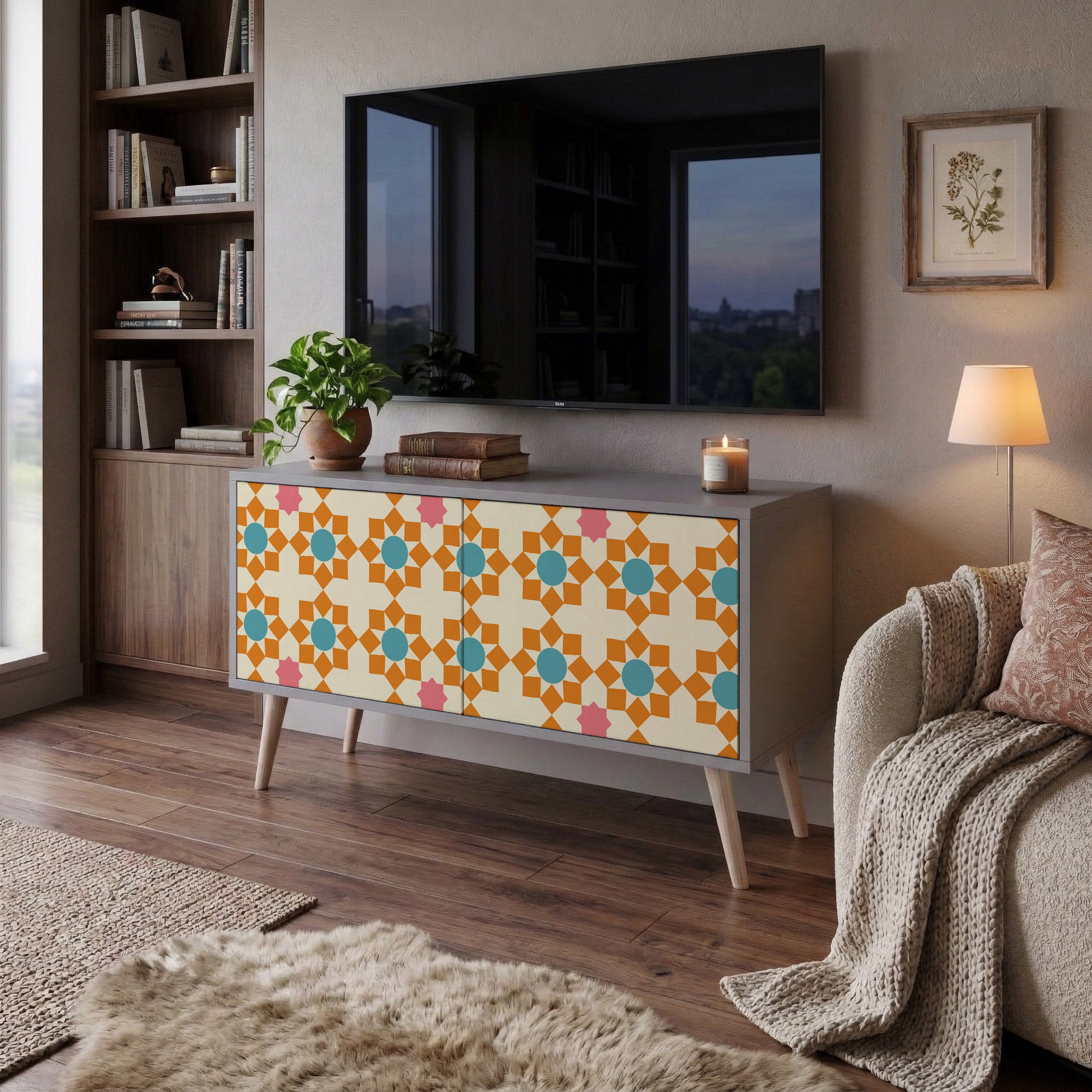 FLORAL DECOR Kompaktowa szafka RTV 2-drzwiowa