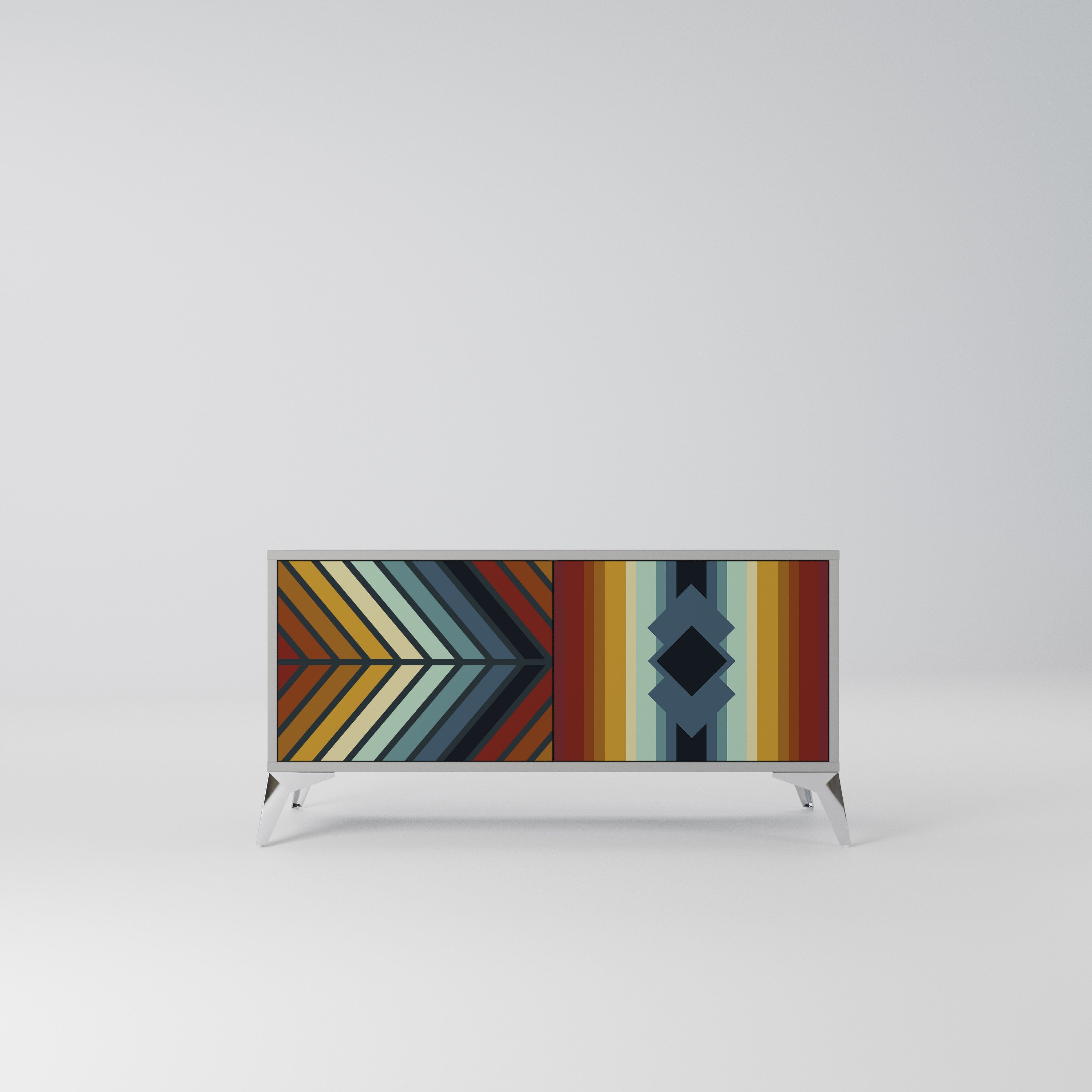 INDIGENOUS ZIGZAG Kompaktowa szafka RTV 2-drzwiowa