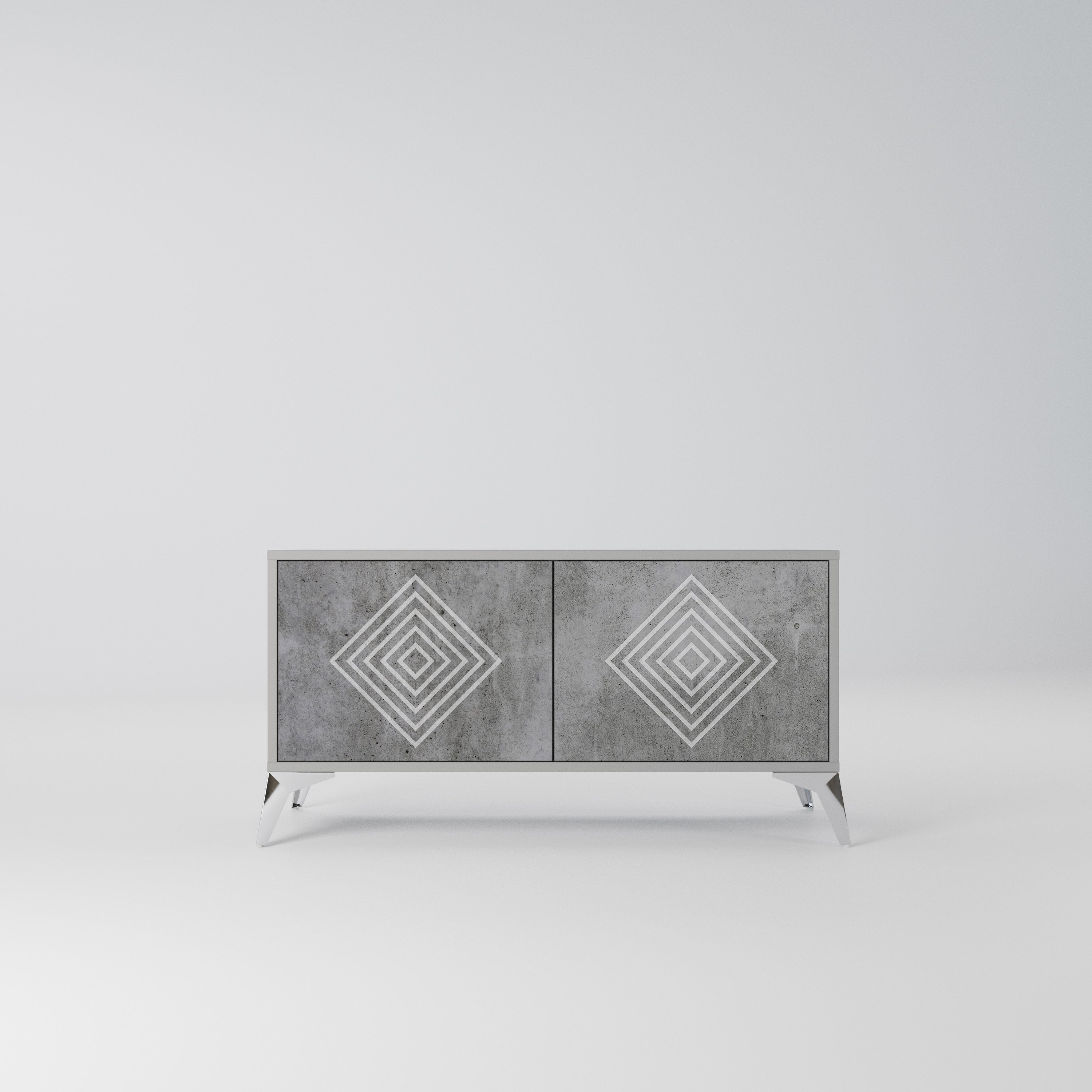 POLYGONAL ARTISTRY Kompaktowa szafka RTV 2-drzwiowa
