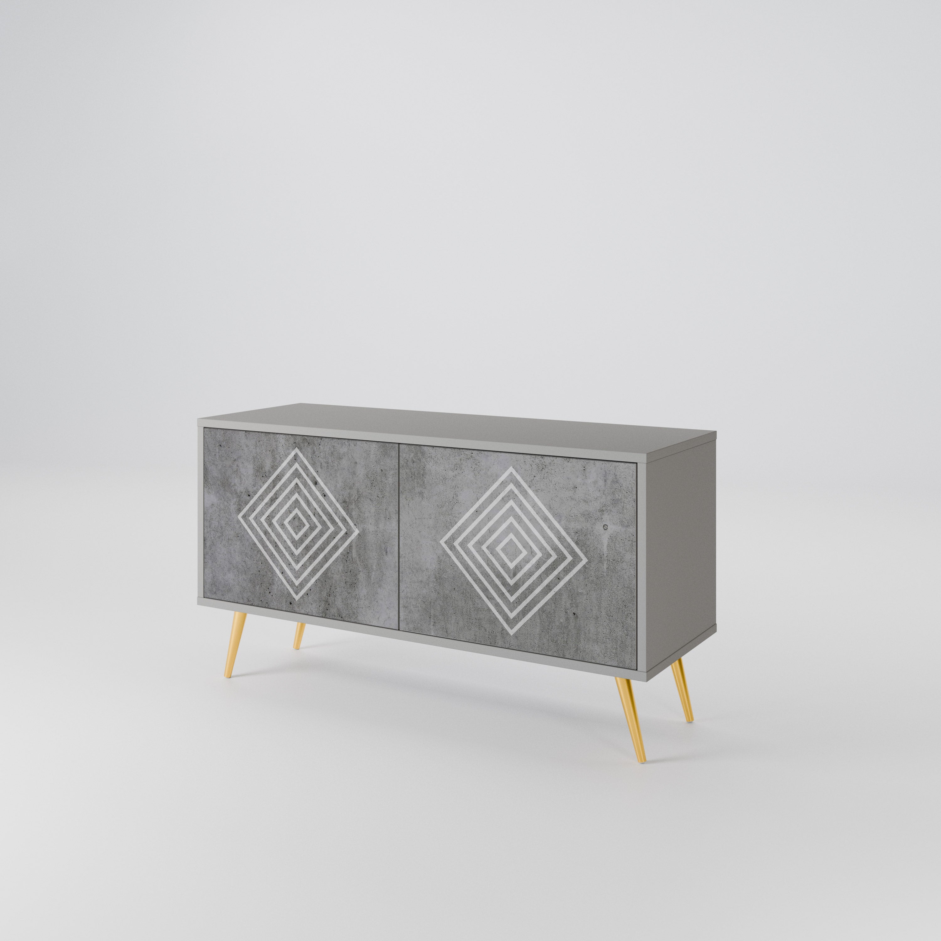POLYGONAL ARTISTRY Kompaktowa szafka RTV 2-drzwiowa
