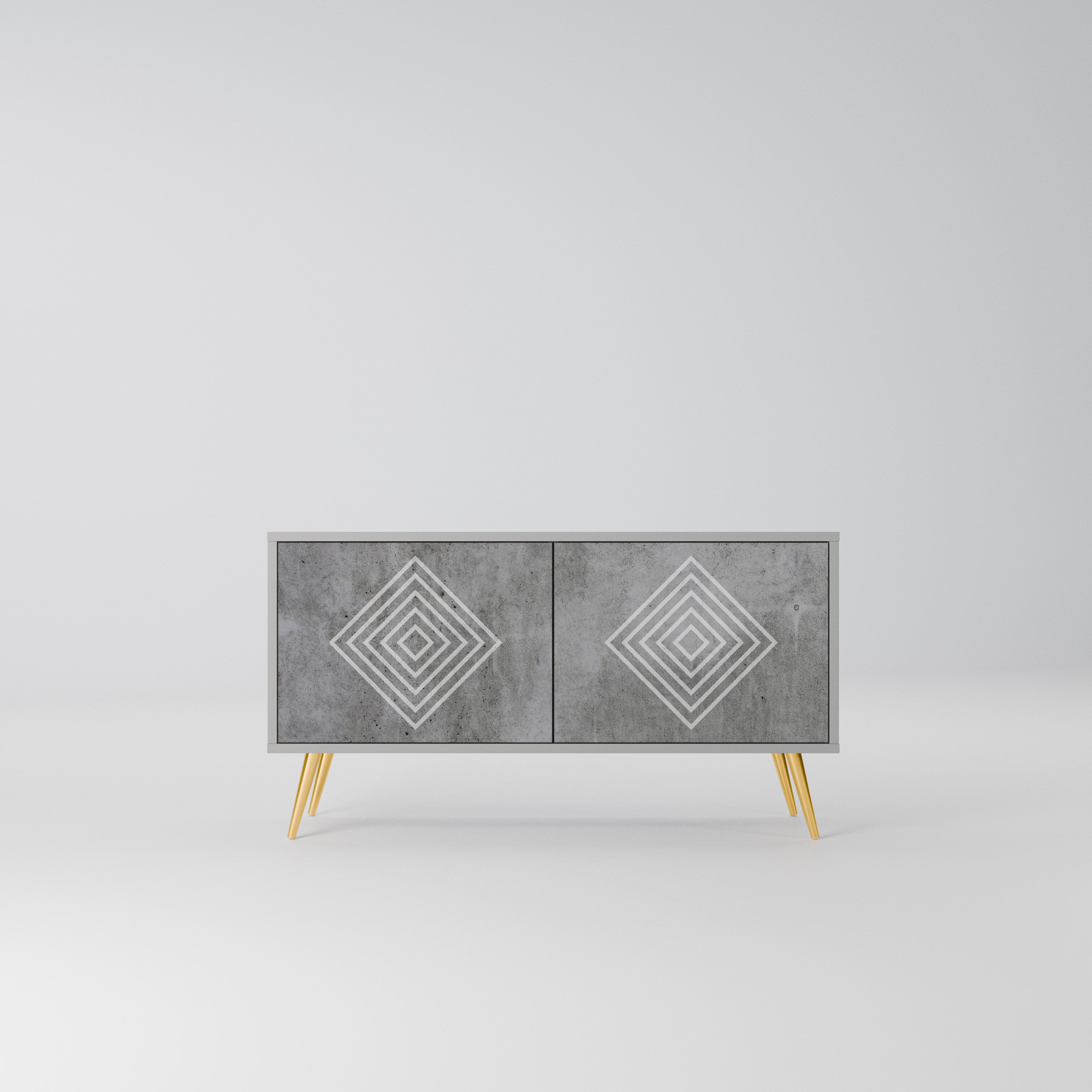 POLYGONAL ARTISTRY Kompaktowa szafka RTV 2-drzwiowa
