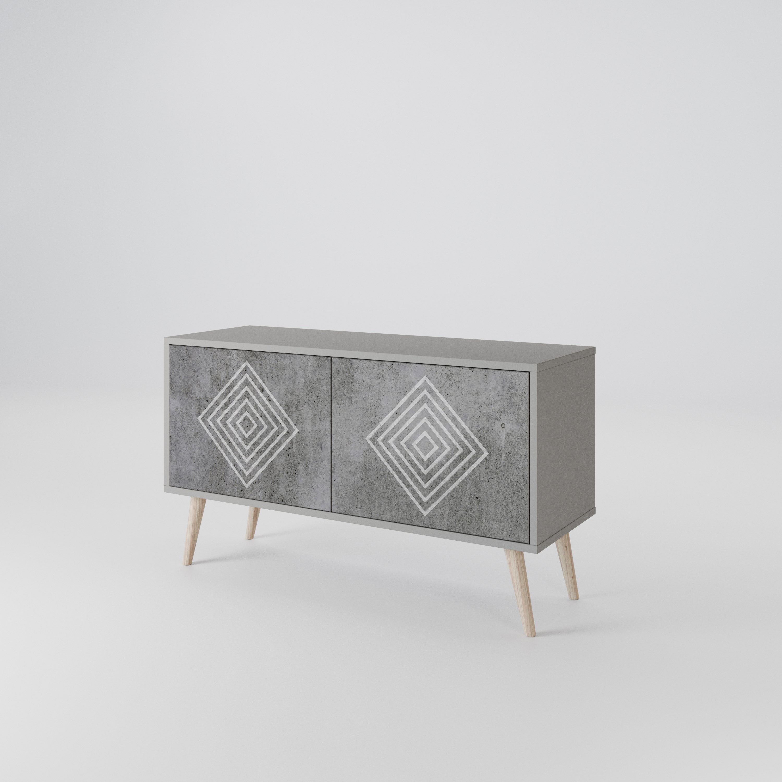 POLYGONAL ARTISTRY Kompaktowa szafka RTV 2-drzwiowa