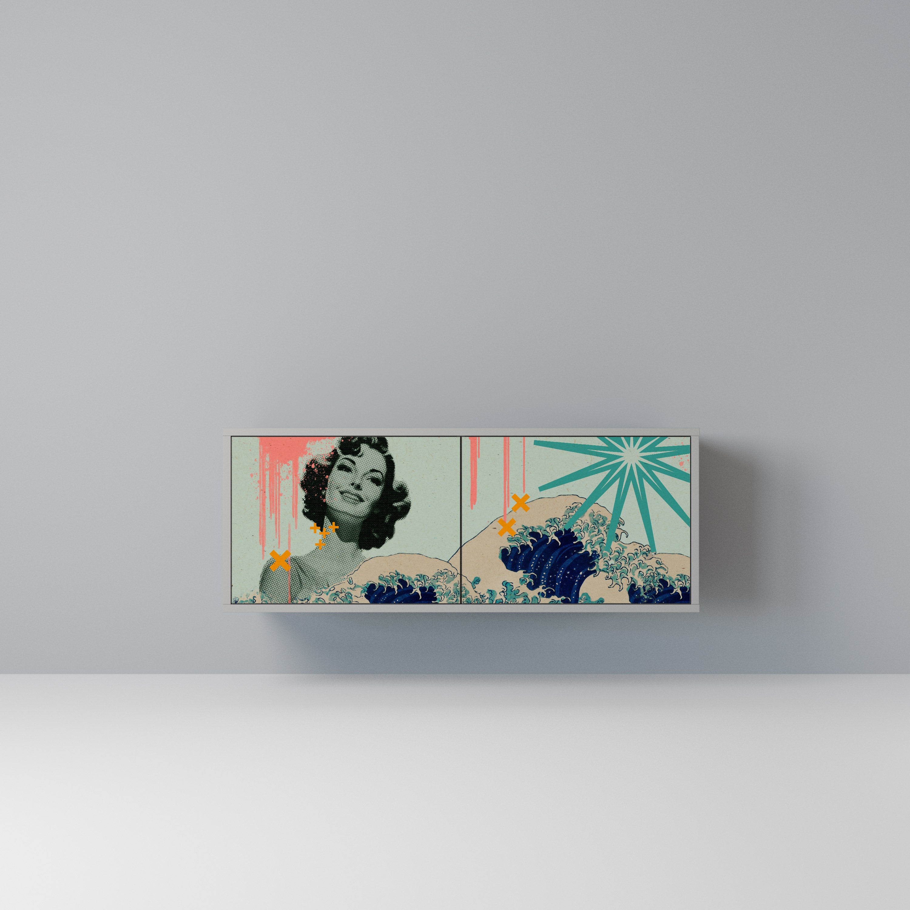KANAGAWA BEAUTY Kompaktowa szafka RTV 2-drzwiowa