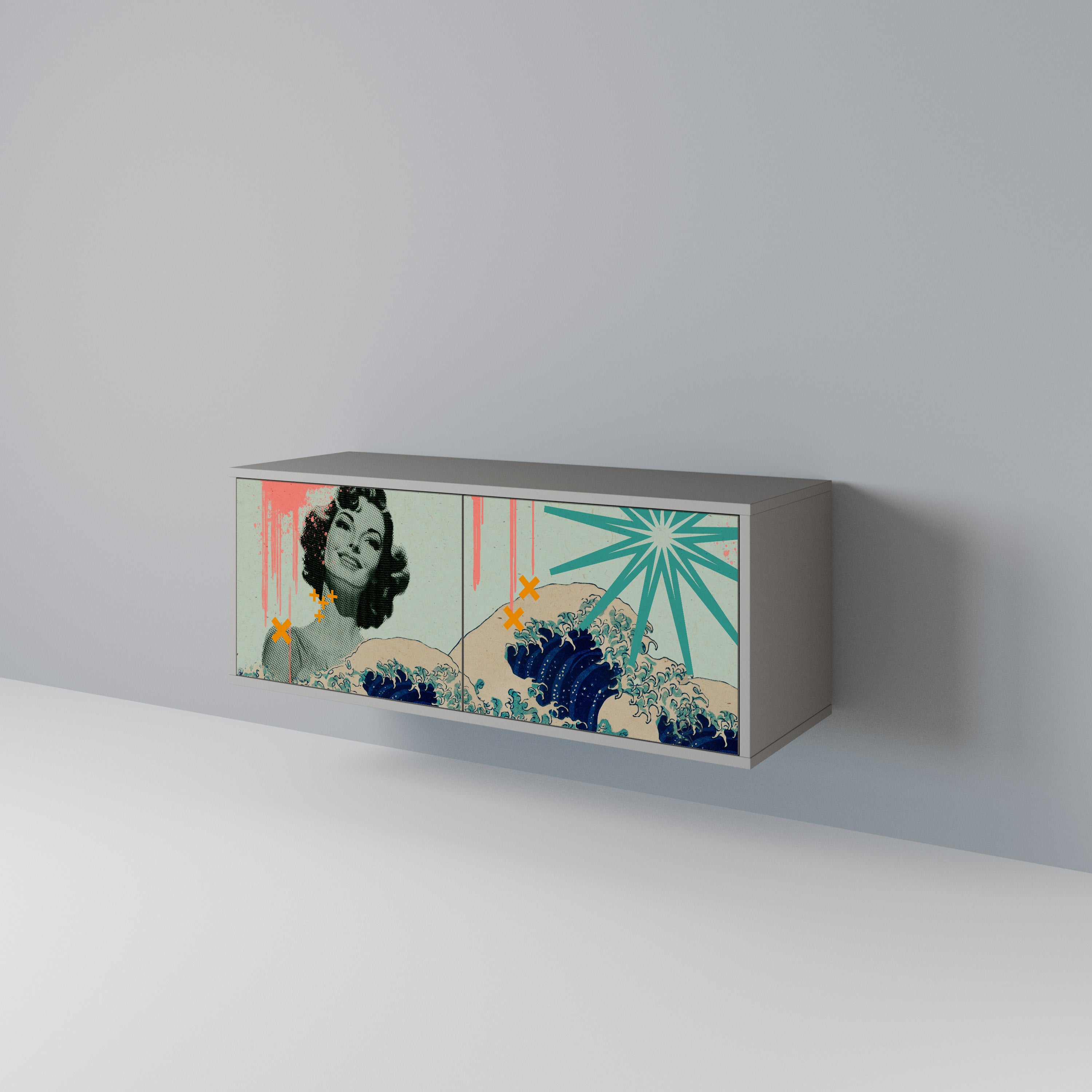 KANAGAWA BEAUTY Kompaktowa szafka RTV 2-drzwiowa
