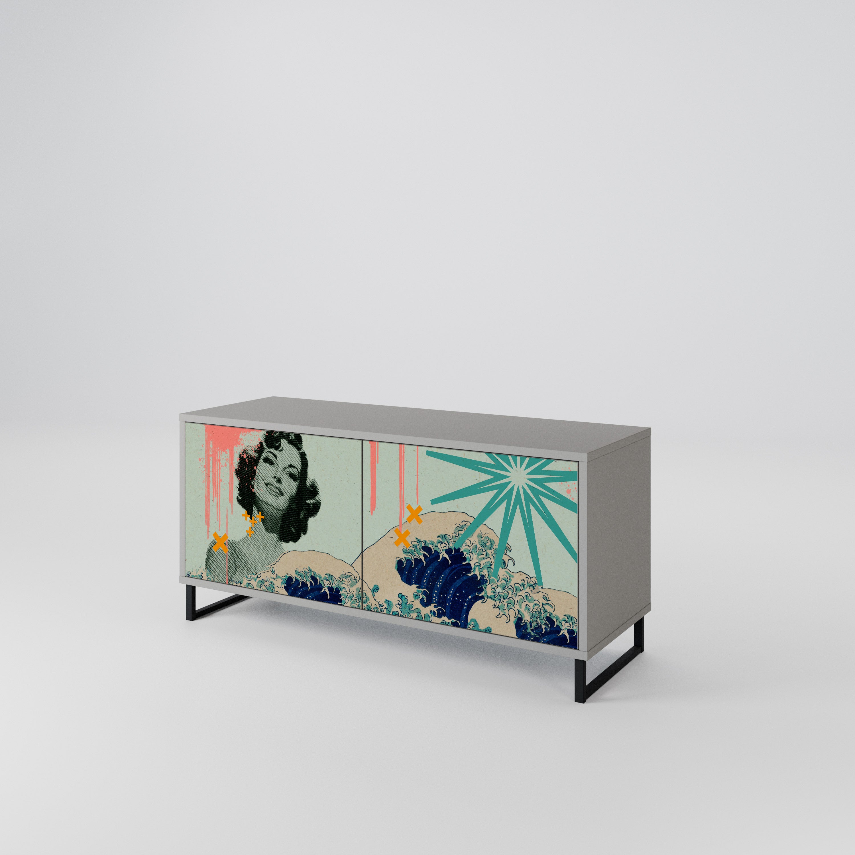 KANAGAWA BEAUTY Kompaktowa szafka RTV 2-drzwiowa