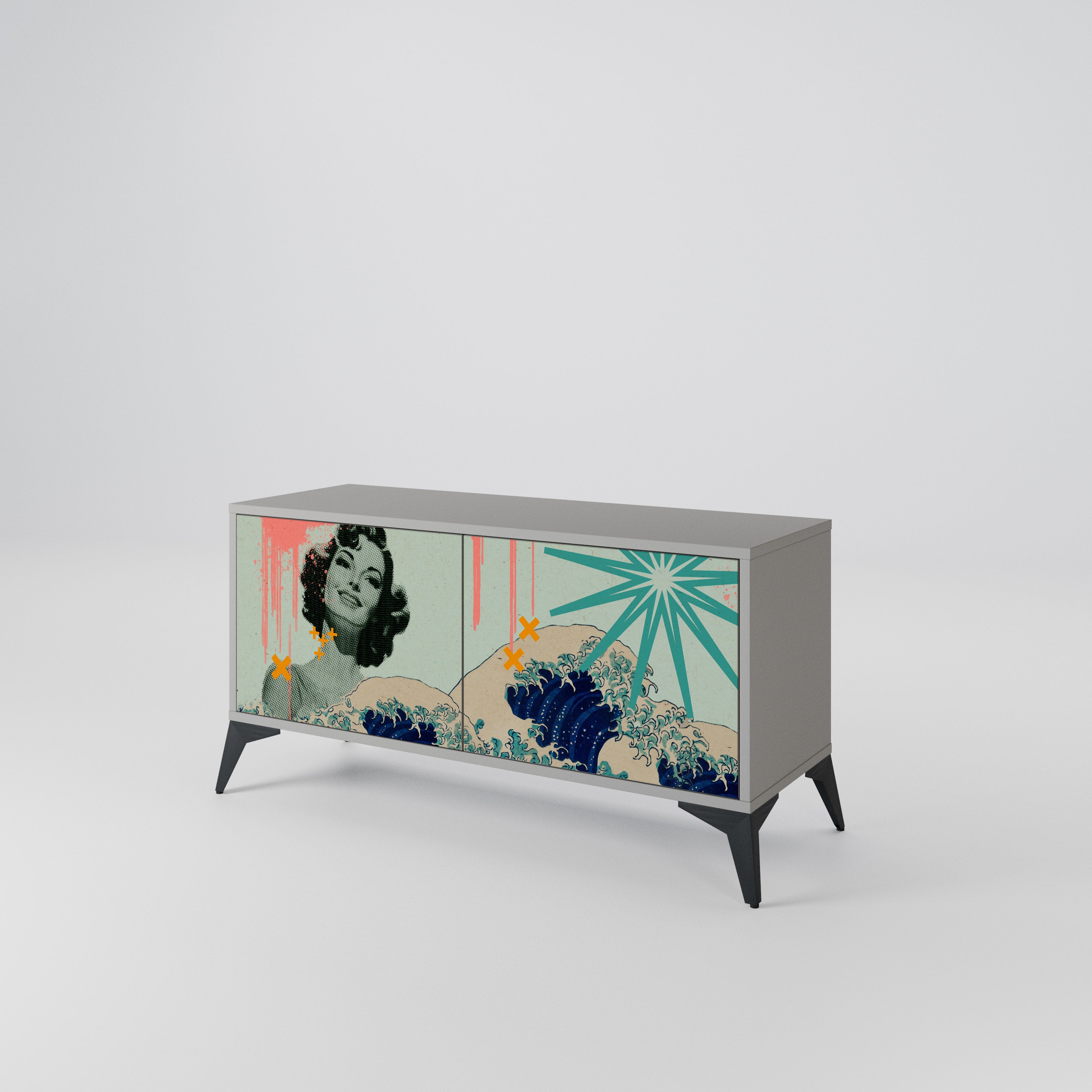KANAGAWA BEAUTY Kompaktowa szafka RTV 2-drzwiowa