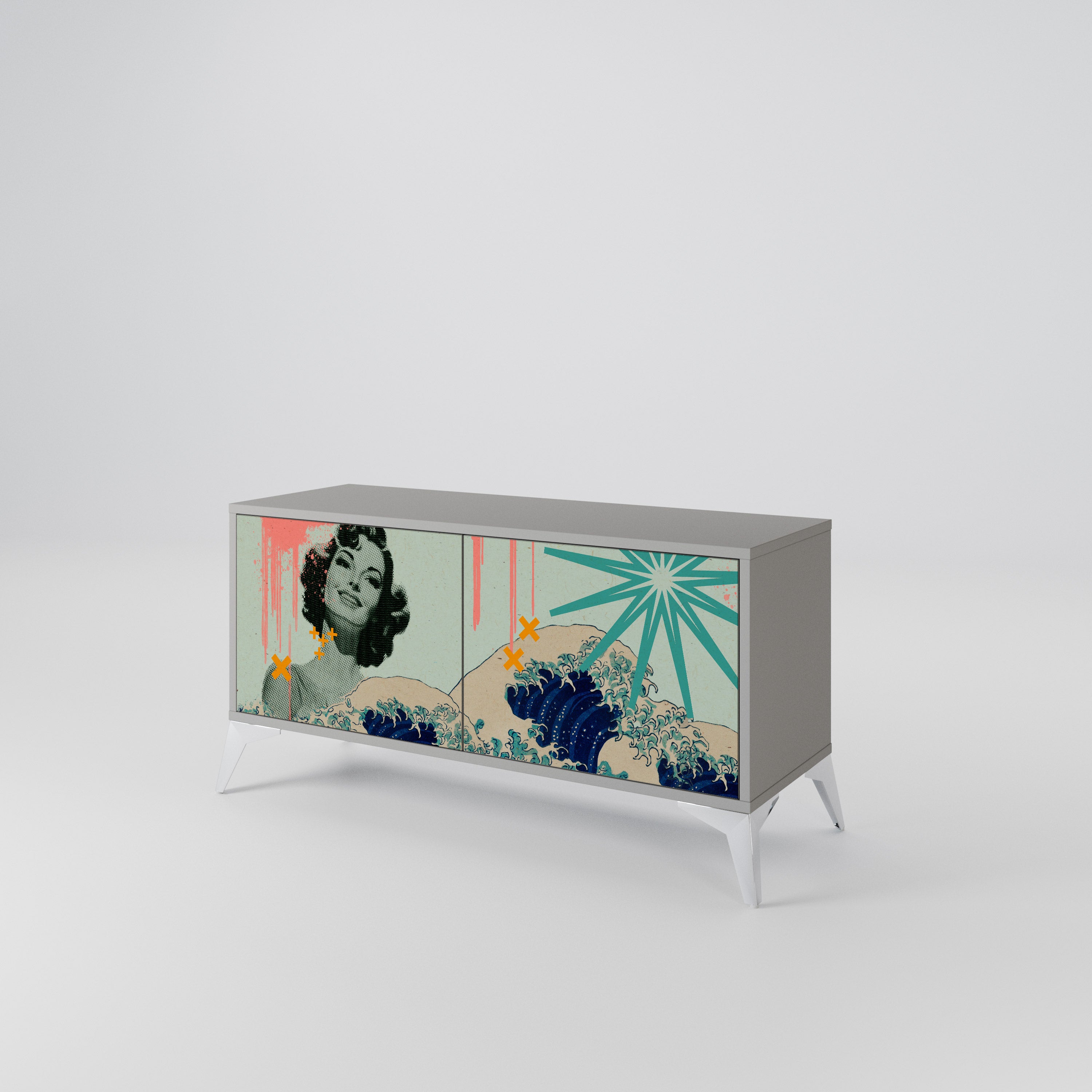 KANAGAWA BEAUTY Kompaktowa szafka RTV 2-drzwiowa