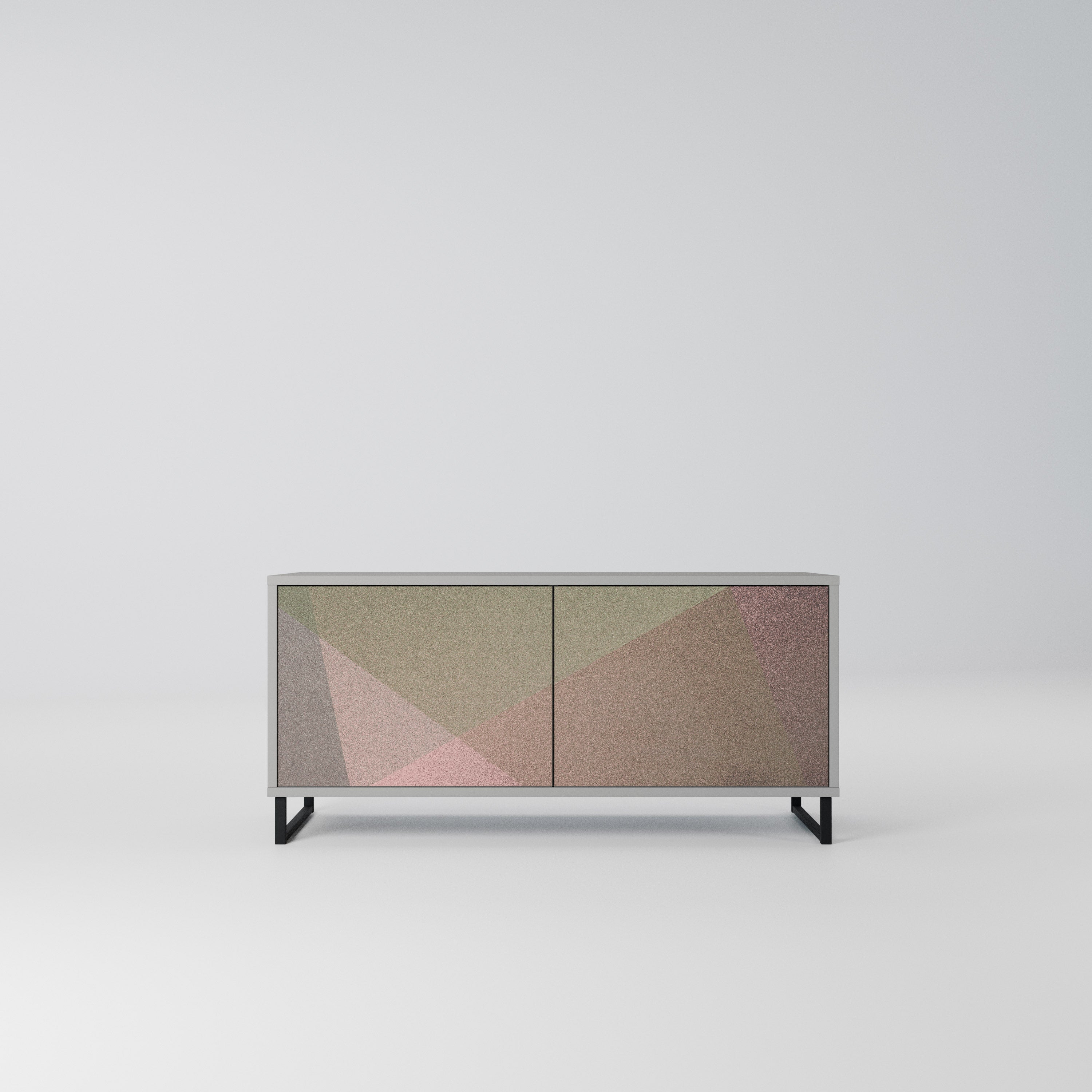 BEIGE GEOMETRY Kompaktowa szafka RTV 2-drzwiowa