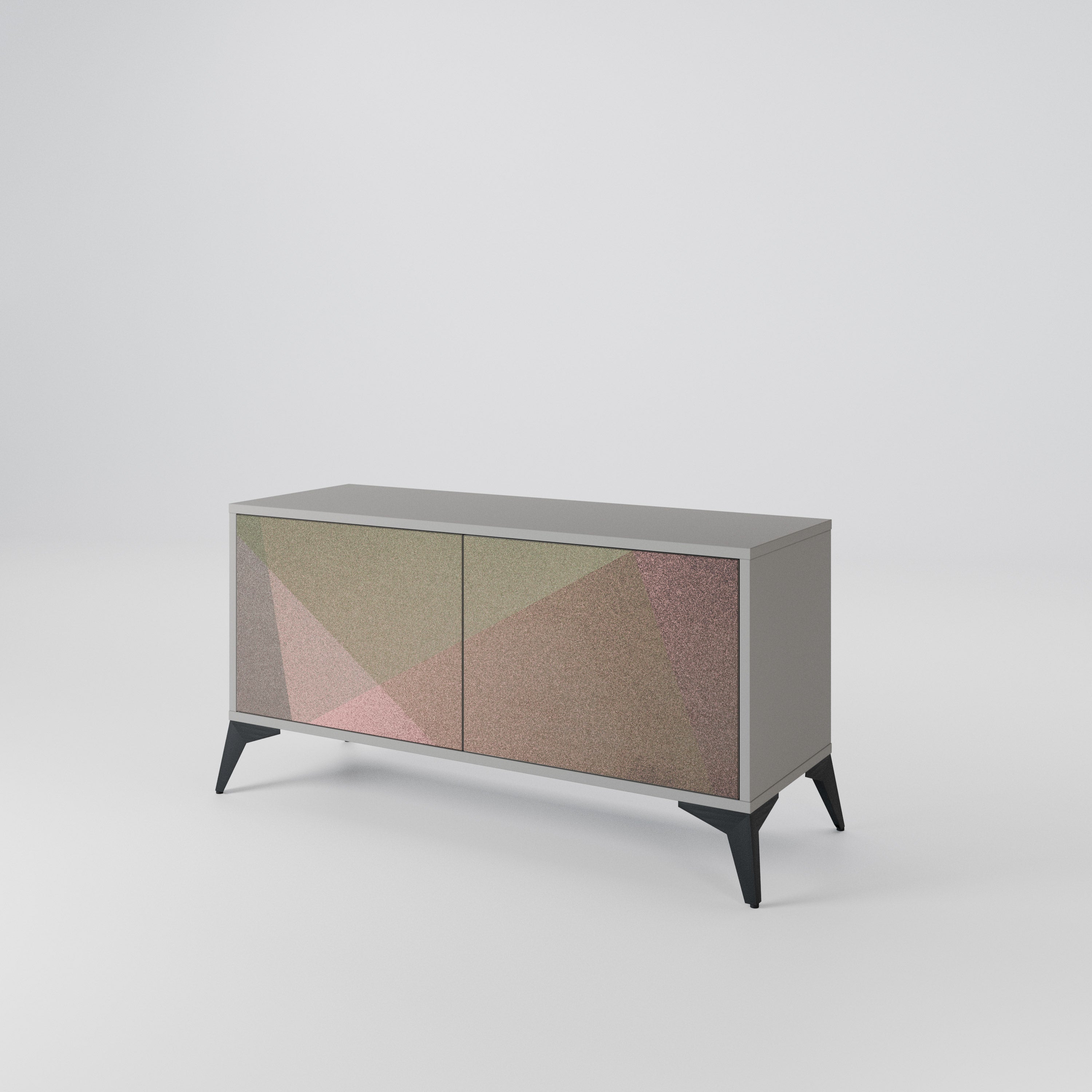 BEIGE GEOMETRY Kompaktowa szafka RTV 2-drzwiowa