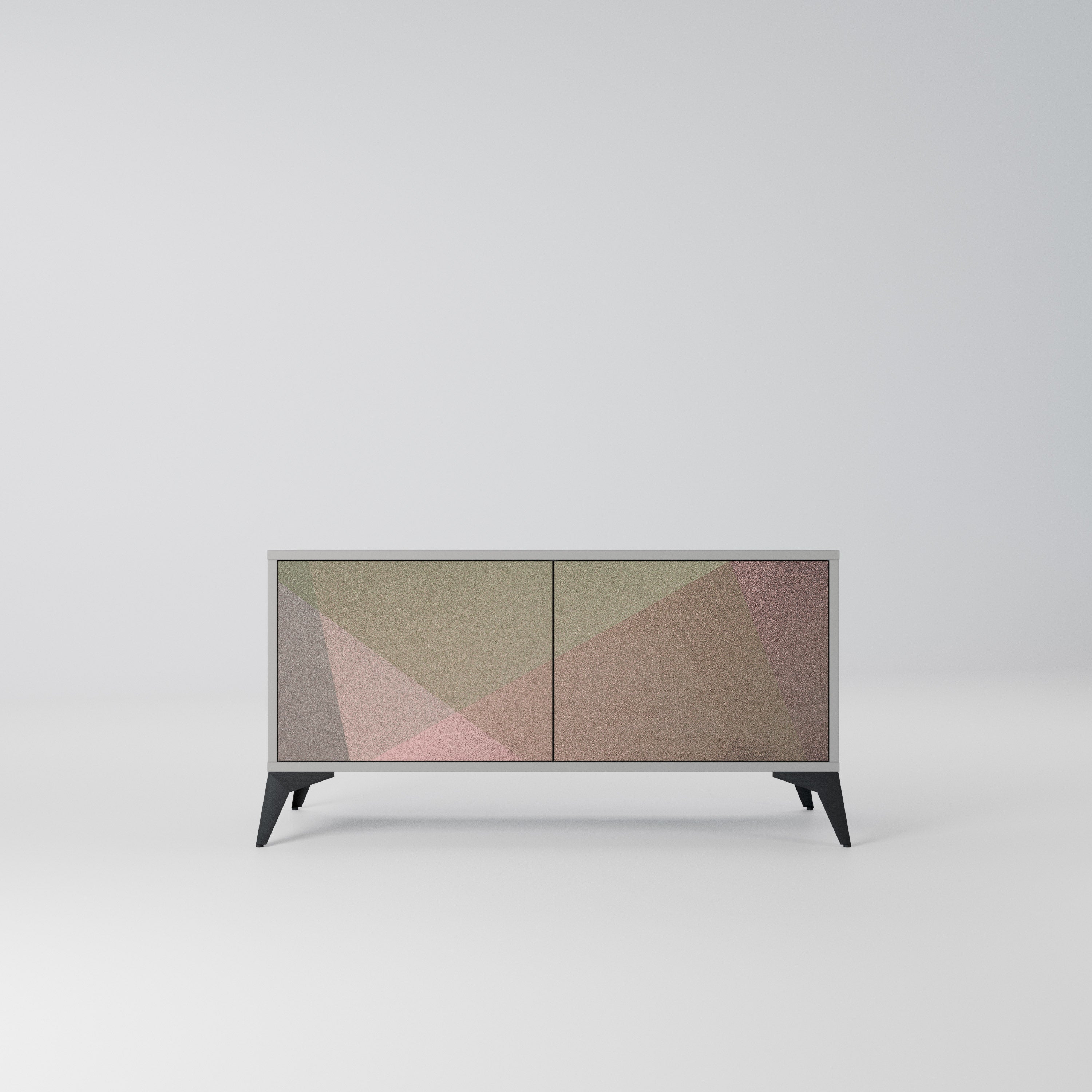 BEIGE GEOMETRY Kompaktowa szafka RTV 2-drzwiowa