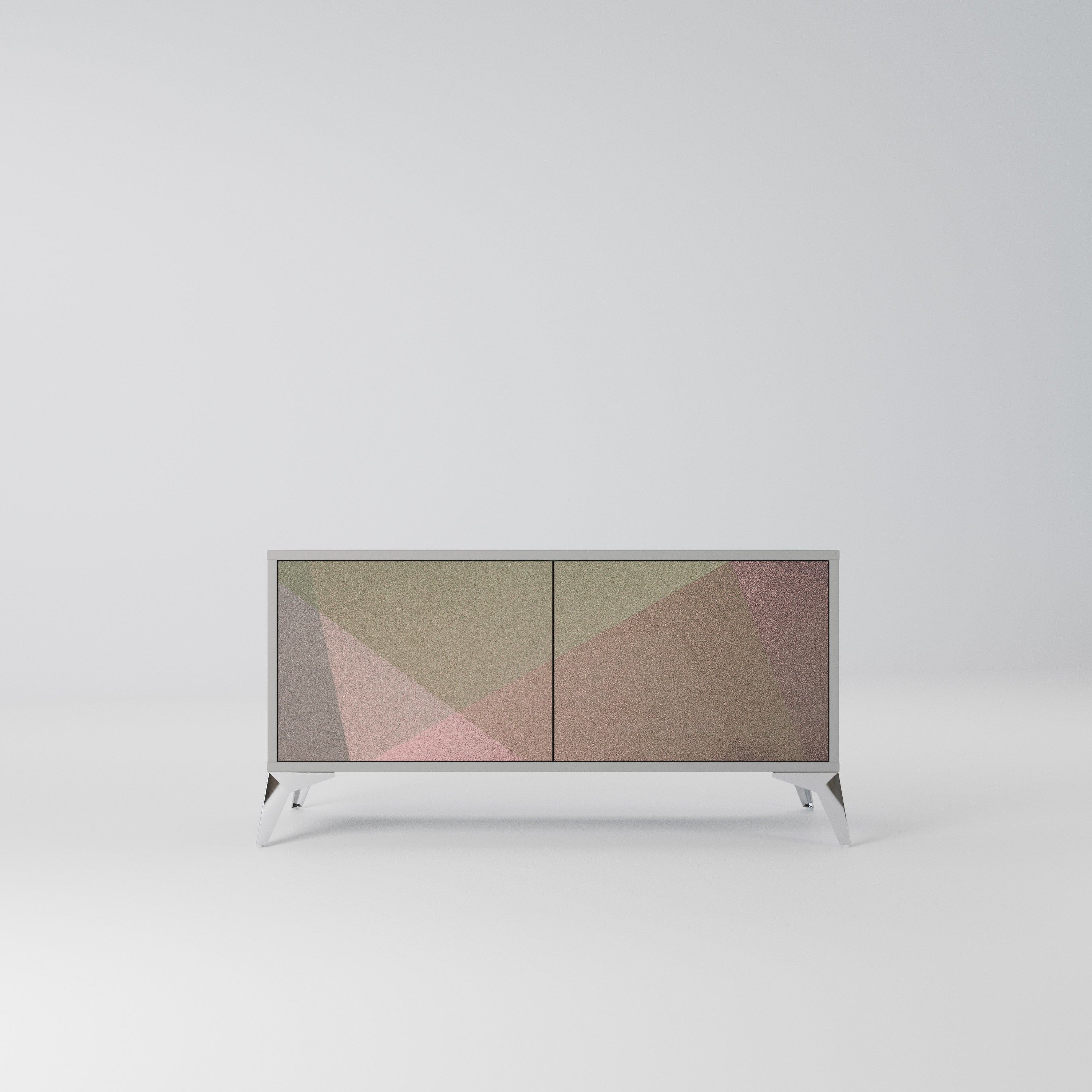 BEIGE GEOMETRY Kompaktowa szafka RTV 2-drzwiowa