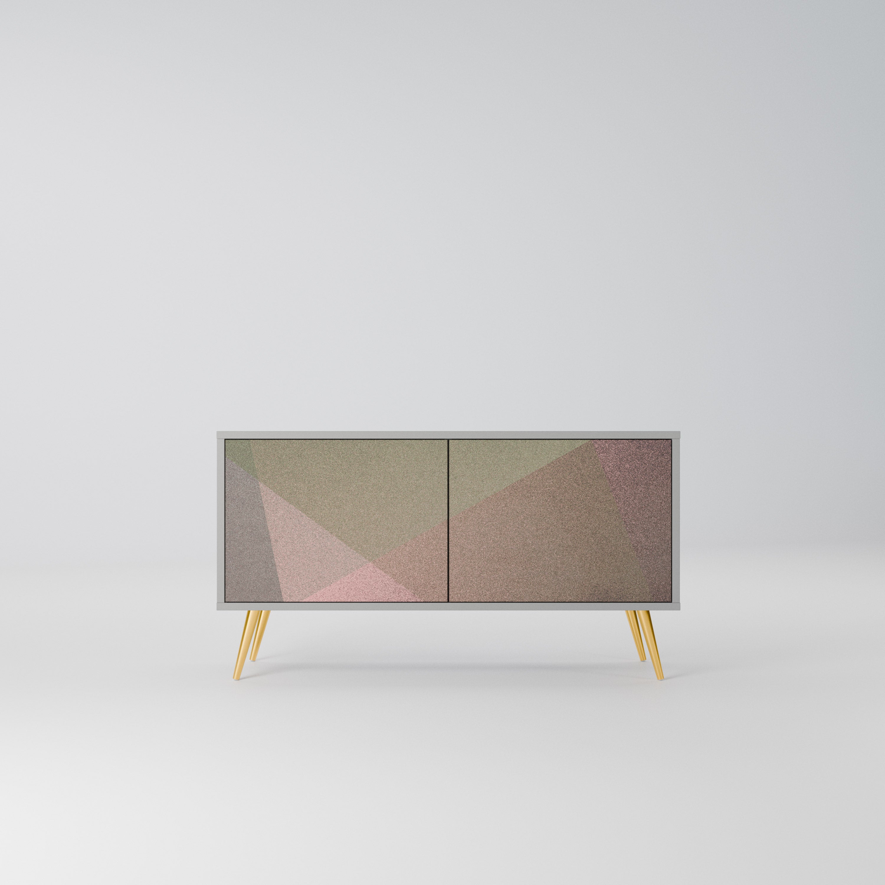 BEIGE GEOMETRY Kompaktowa szafka RTV 2-drzwiowa