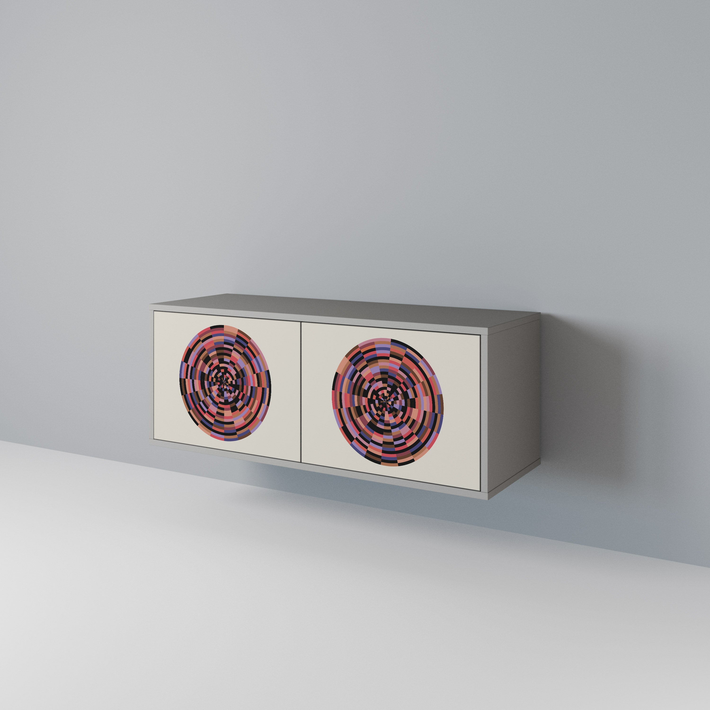 BROWN CIRCLES Kompaktowa szafka RTV 2-drzwiowa