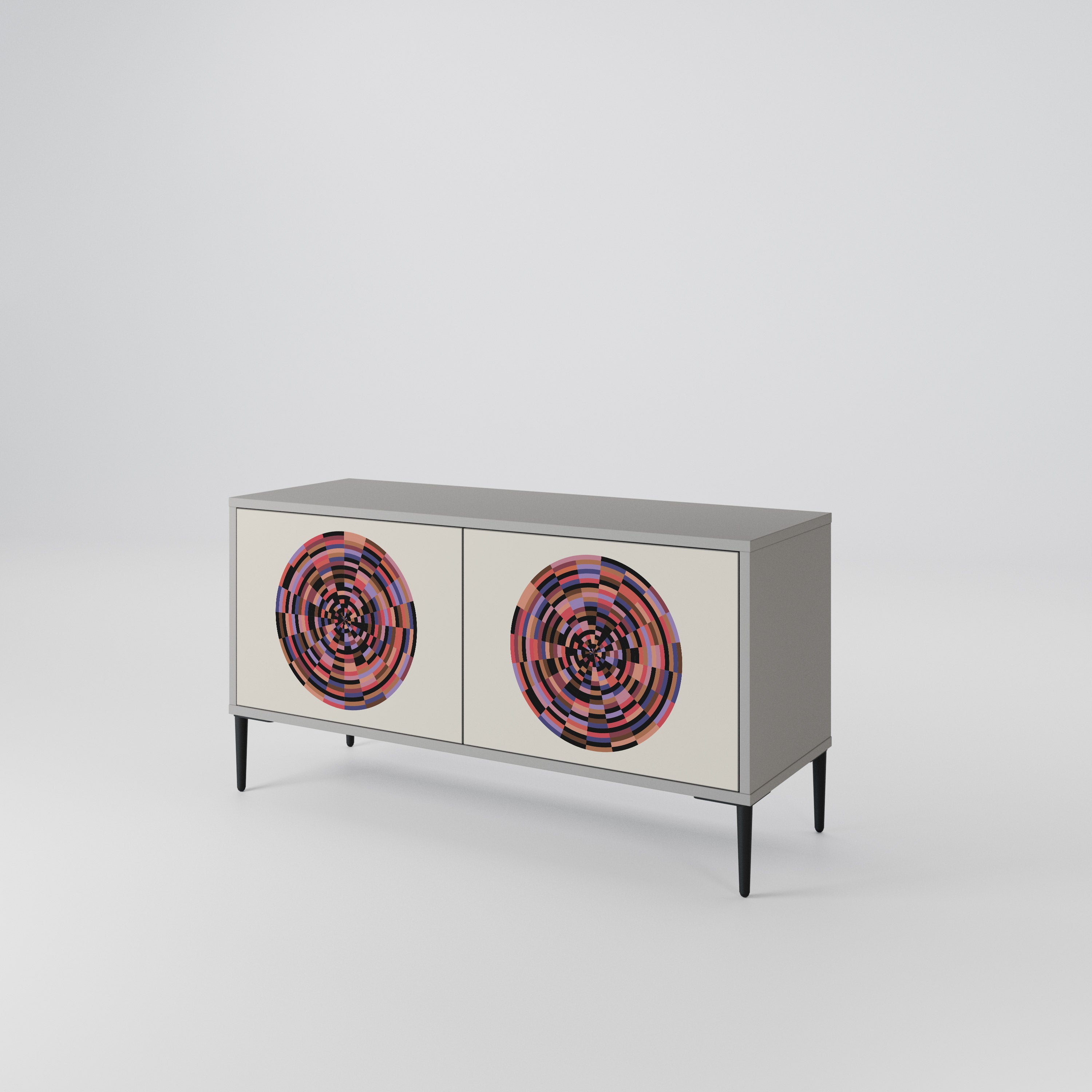BROWN CIRCLES Kompaktowa szafka RTV 2-drzwiowa