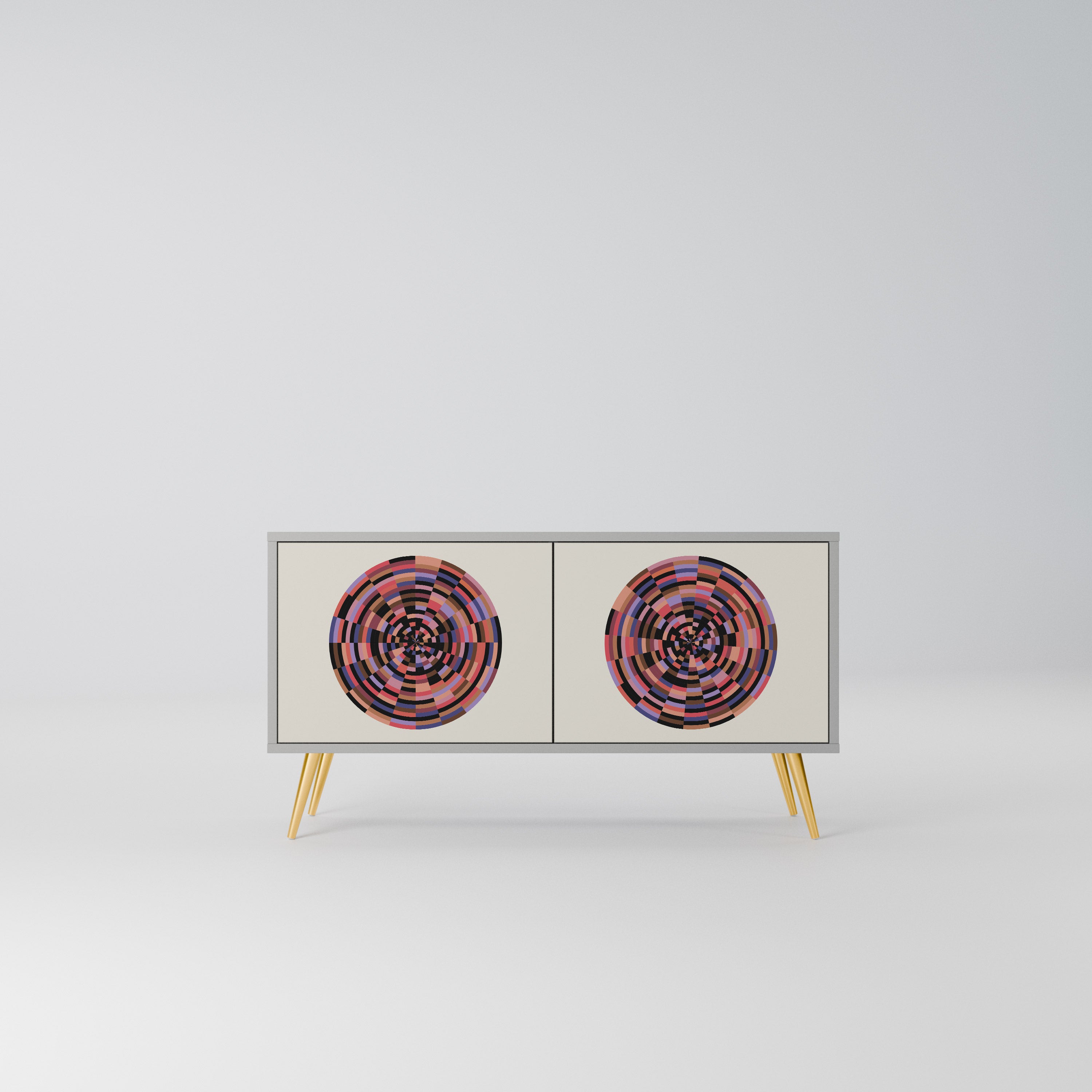 BROWN CIRCLES Kompaktowa szafka RTV 2-drzwiowa