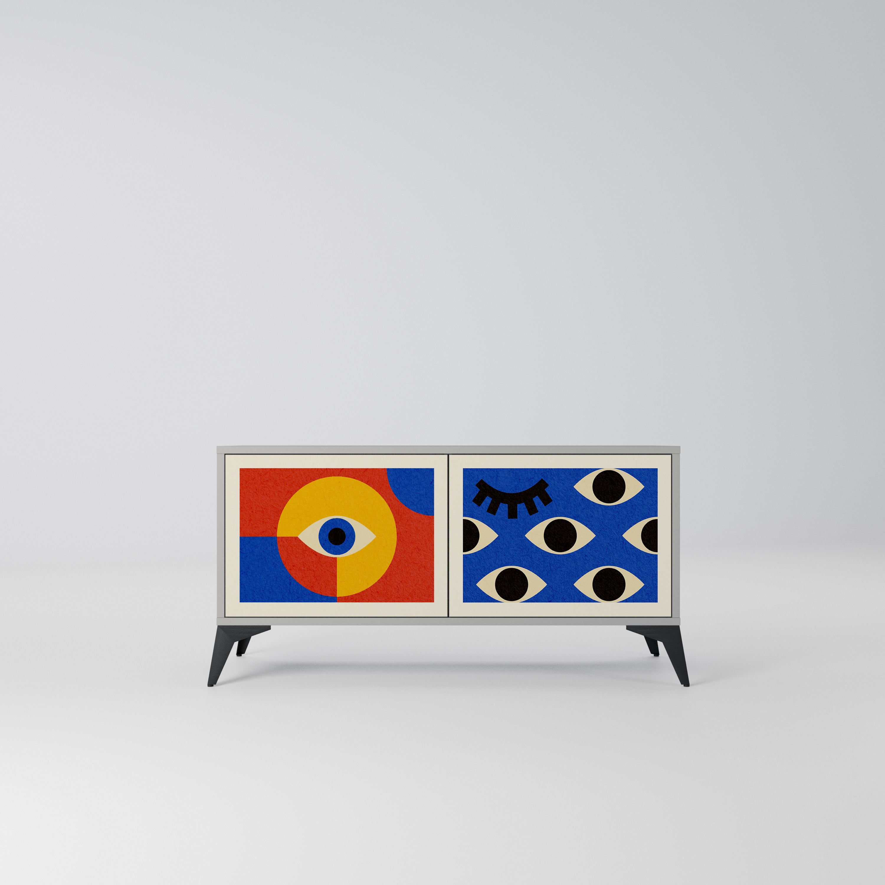 GEOMETRIC EYES Kompaktowa szafka RTV 2-drzwiowa